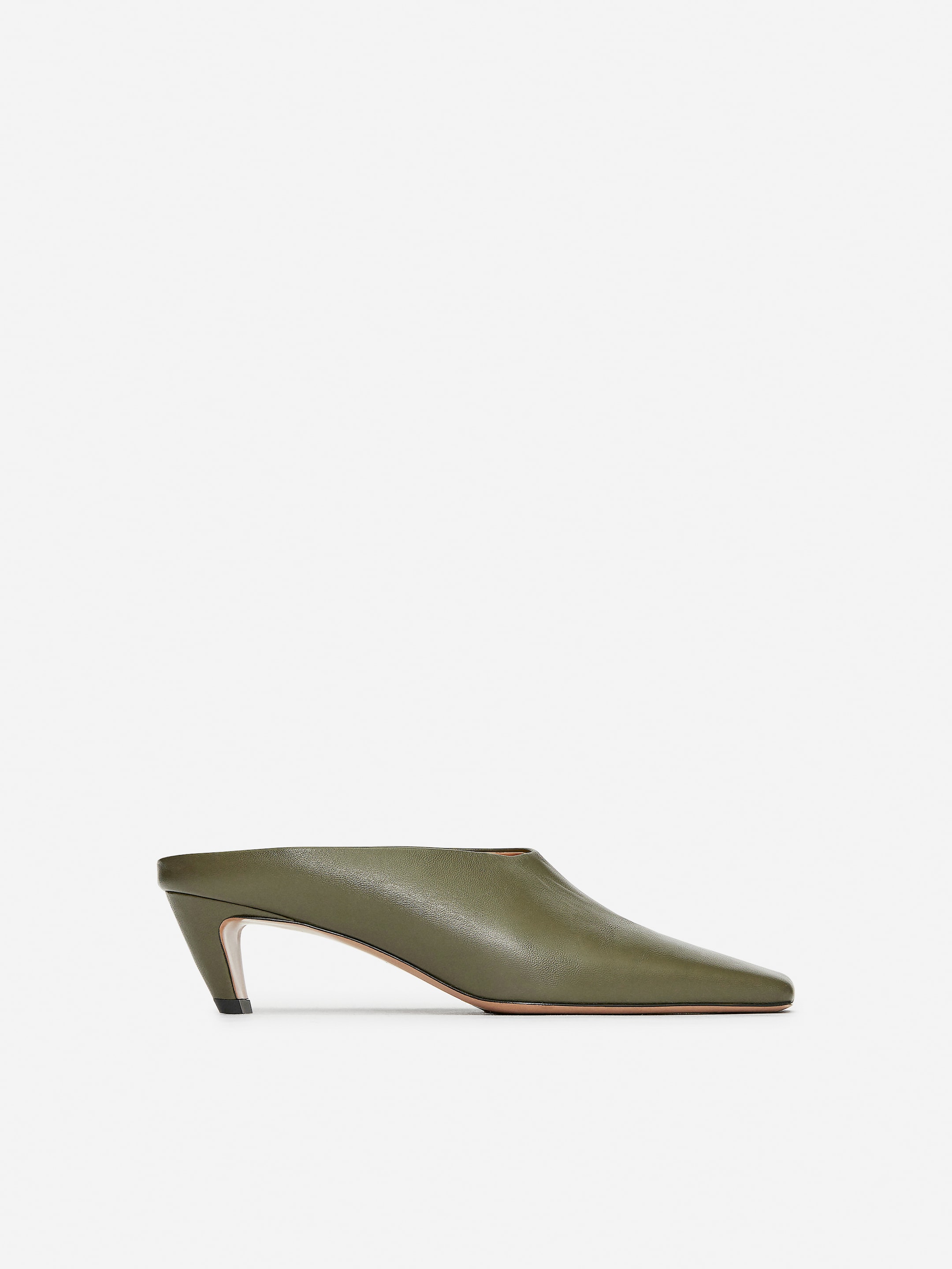 View larger image: Heeled Leather Mules - Khaki Green - Ladies | H&M GB 1
