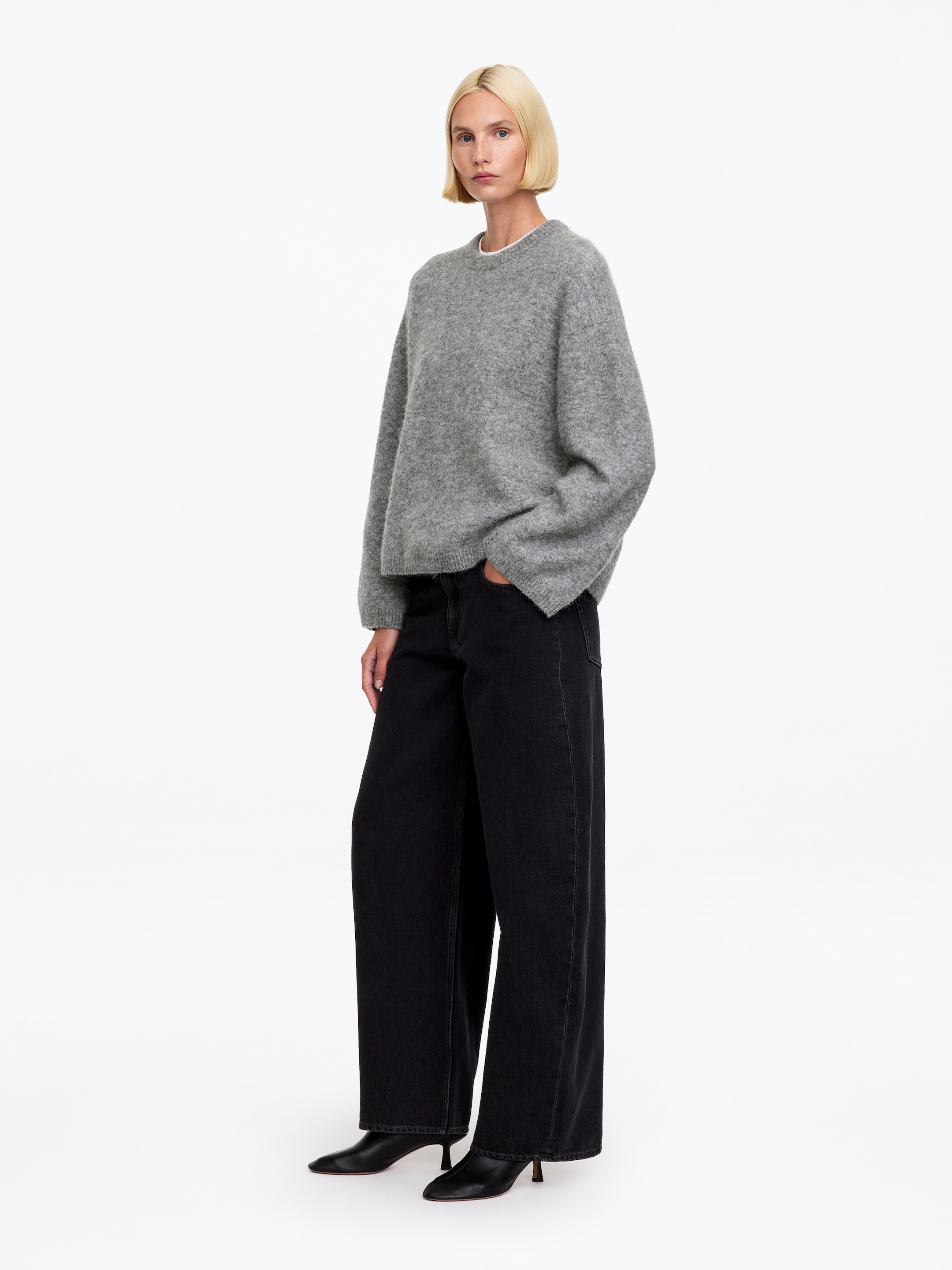 Alpaca-Wool Blend Jumper - Grey Melange - Oversized - women - StillMedia/Lookbook - 4
