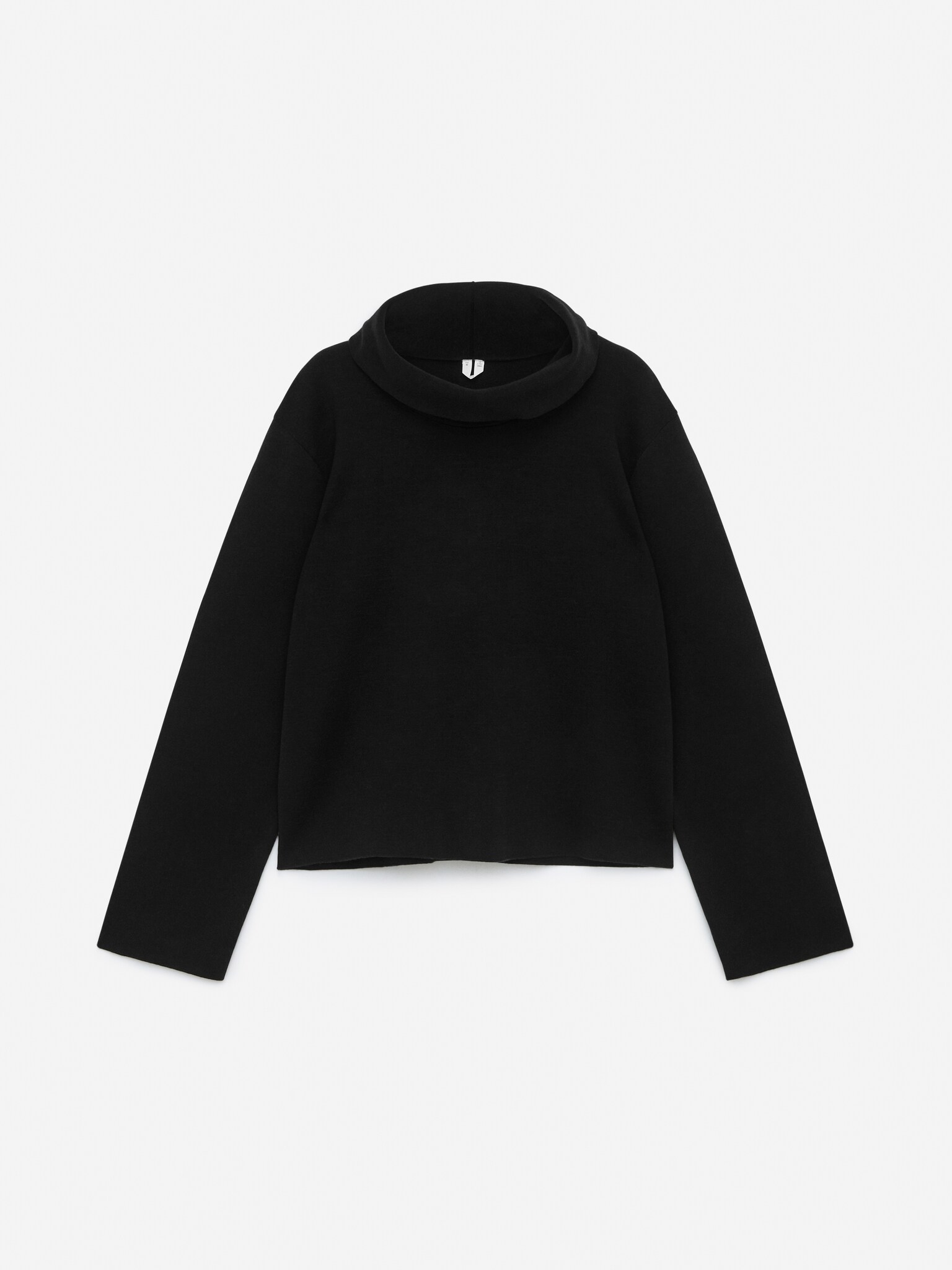 Mock-Neck Cotton Jumper - Black