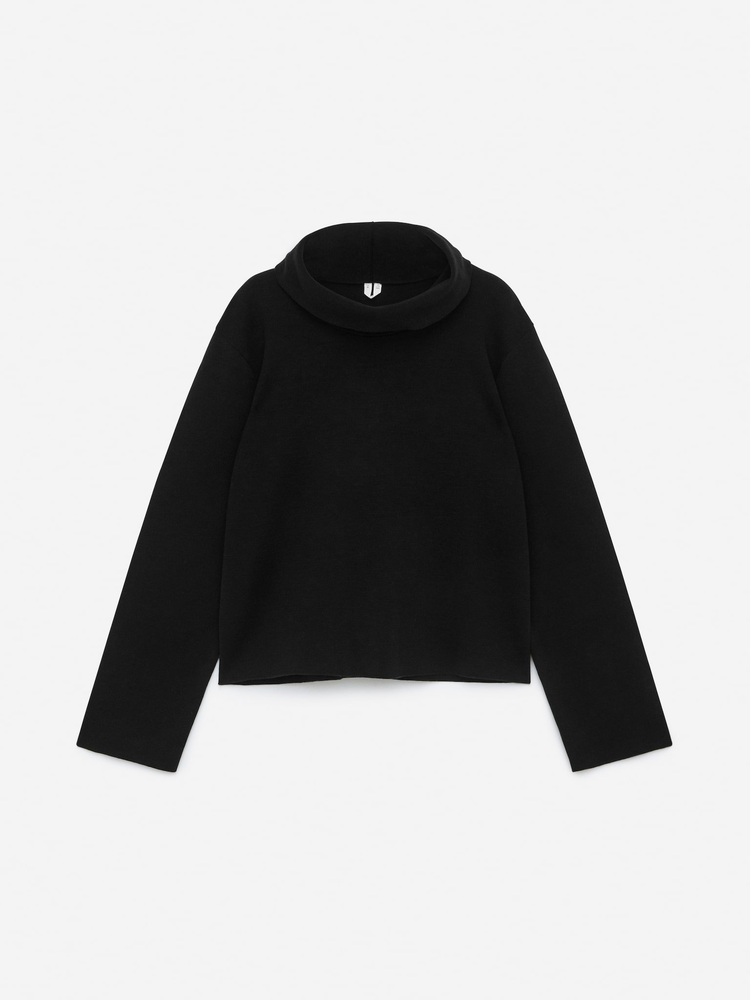 Mock-Neck Cotton Jumper - Black
