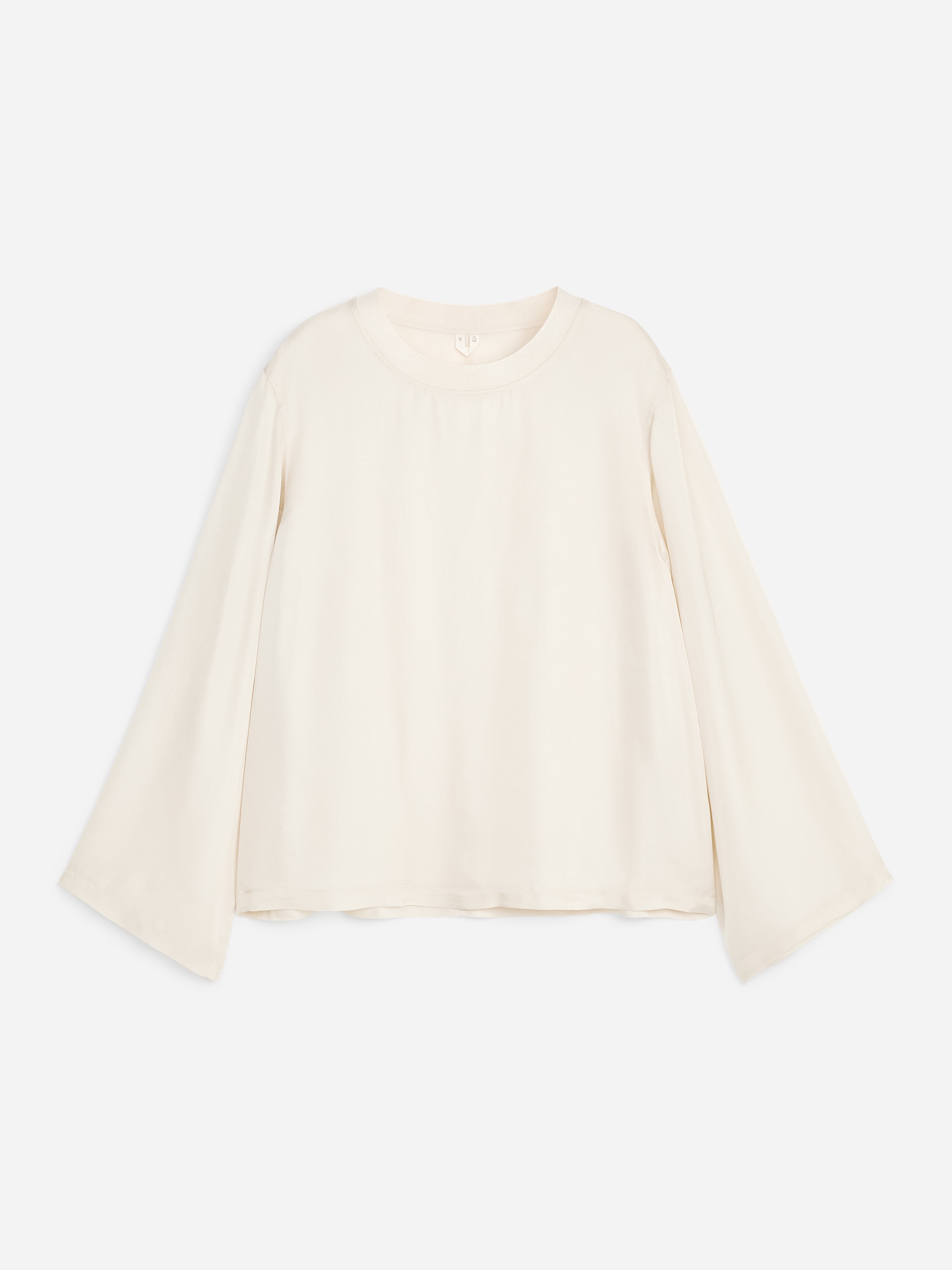 Long-Sleeve Satin Top - Off White - Loose fit - women - StillMedia/DescriptiveStillLife - 1