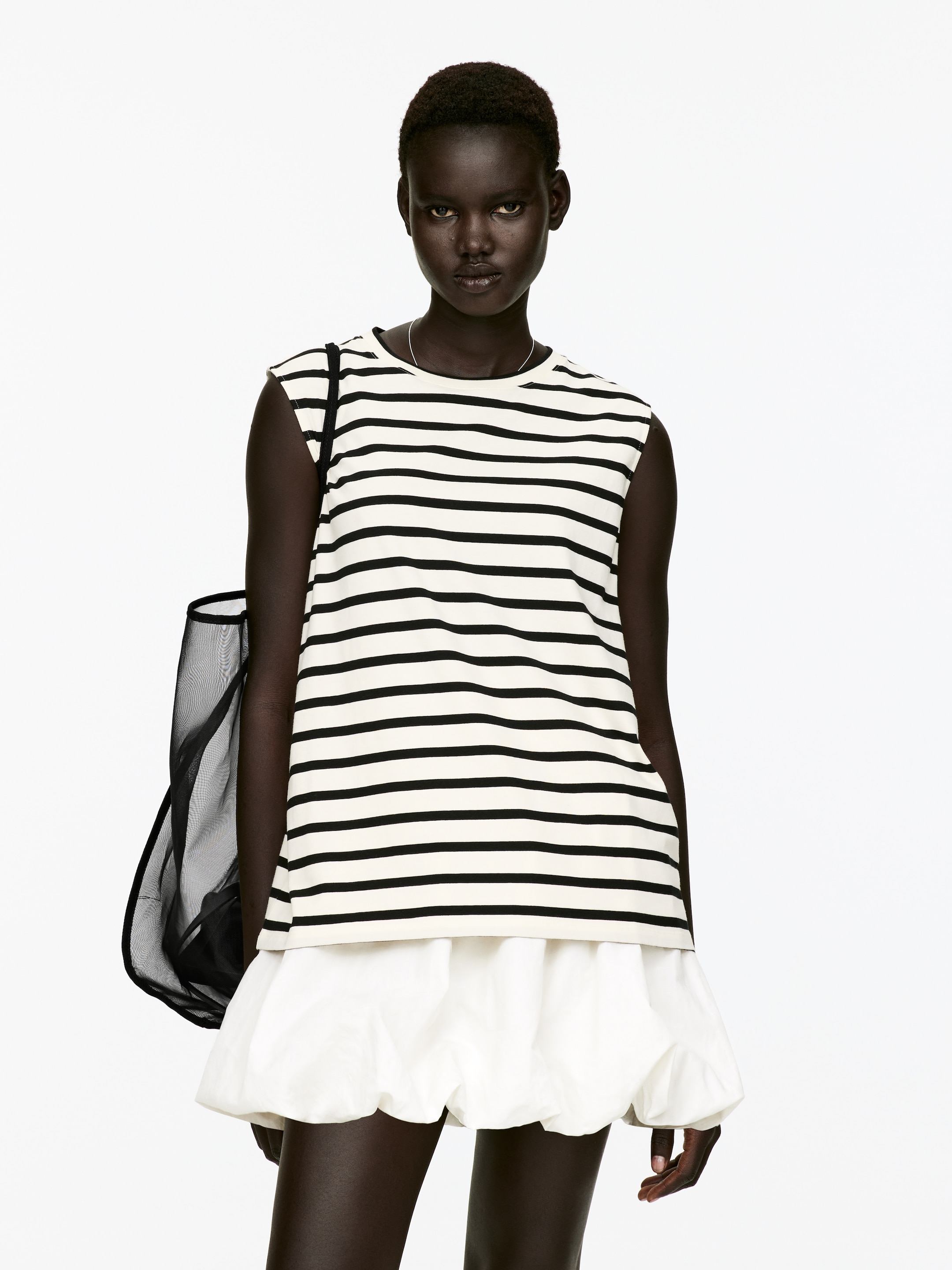 Grotere afbeelding bekijken: Loose Fit Tank Top - Black/Off White - DAMES | H&M BE 1