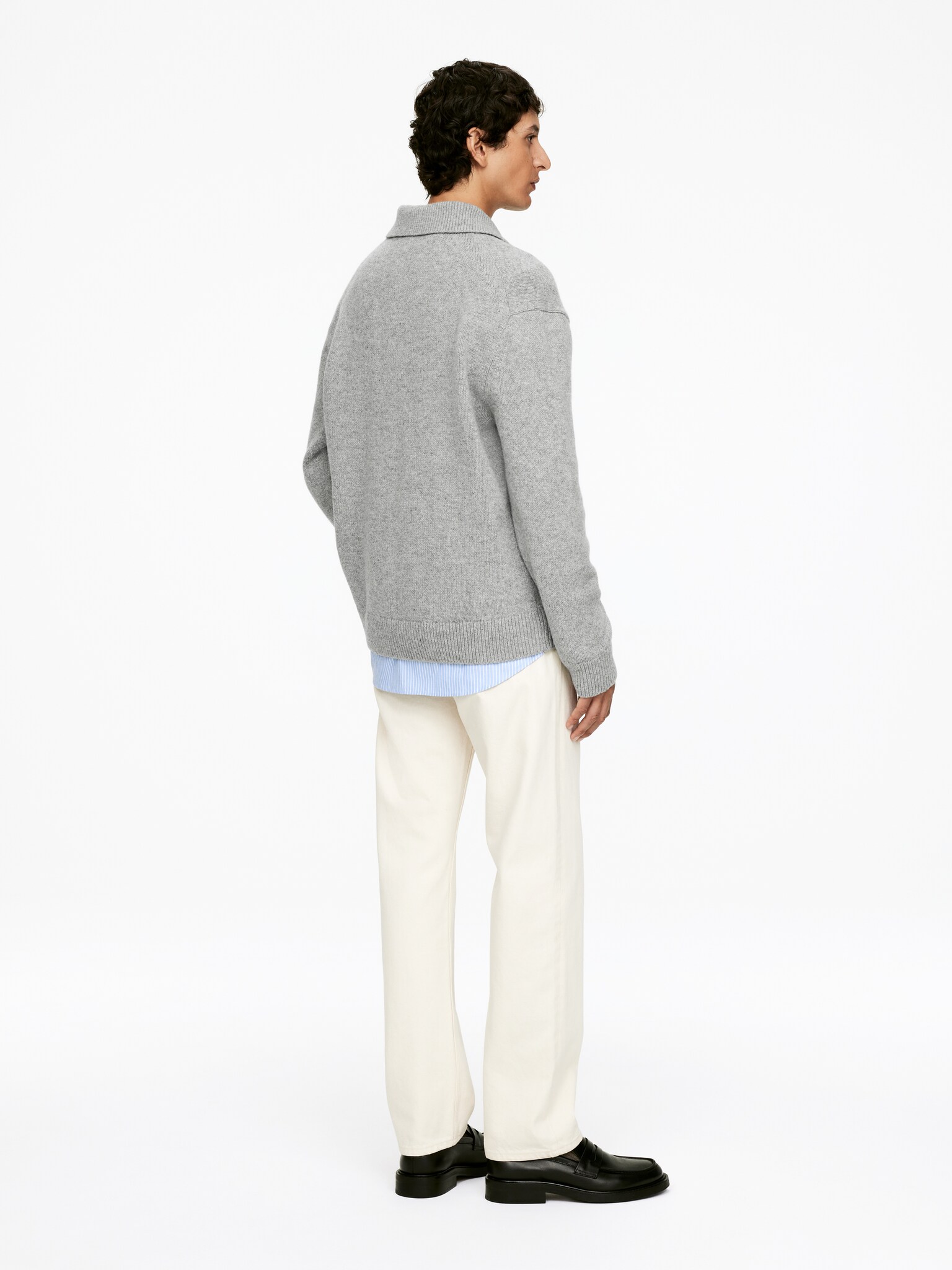 Polo en maille de laine avec fermeture éclair - Grey - 5