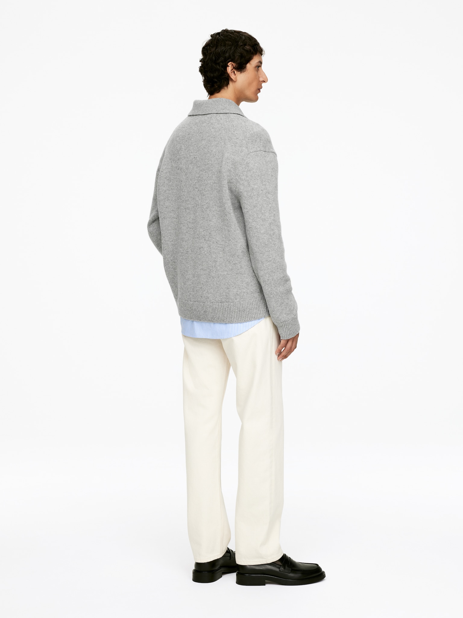 Polo en maille de laine avec fermeture éclair - Grey - 5