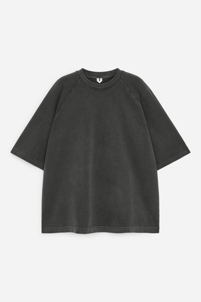 Sweatshirt de manga curta - Preto/Bege - 1