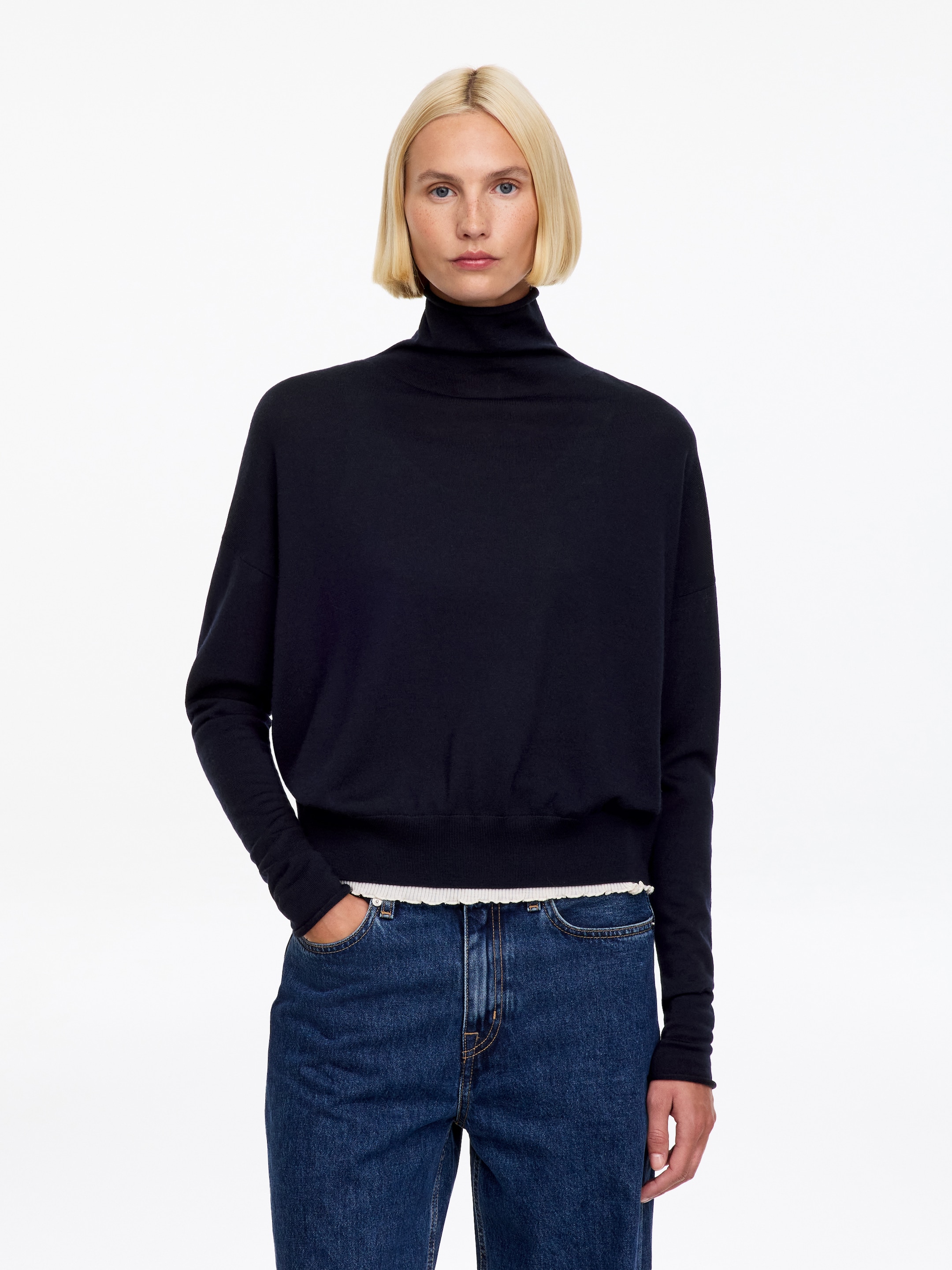 Pull col roulé en laine mérinos-Blue-20221