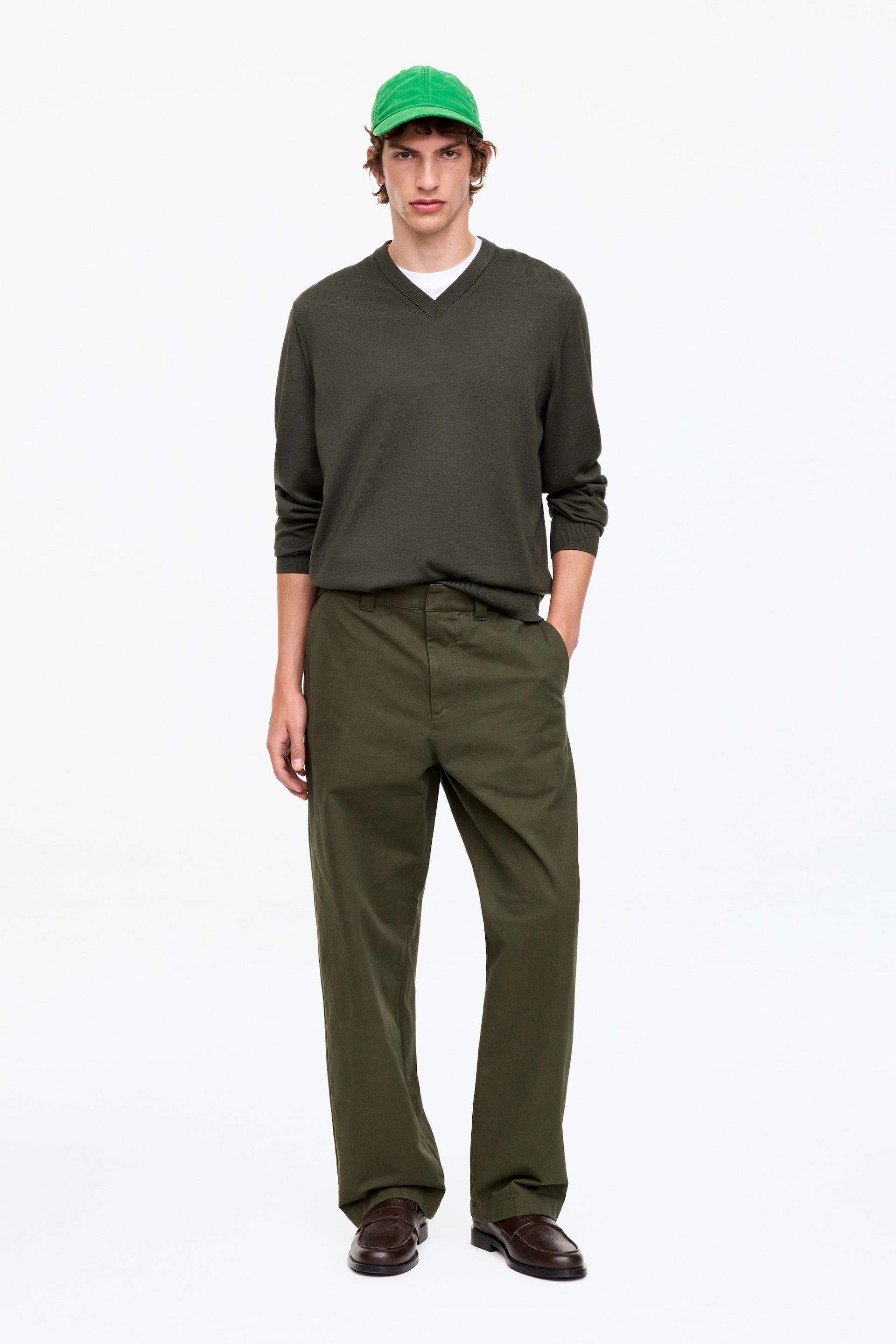 Agrandir l'image: Pantalon chino large de style utilitaire - Vert kaki - HOMME | H&M BE 1