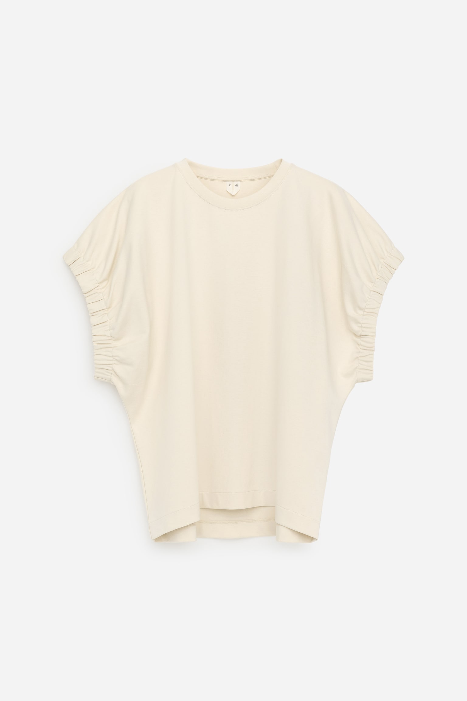 Ráncolt ujjú póló-Bézs - 2