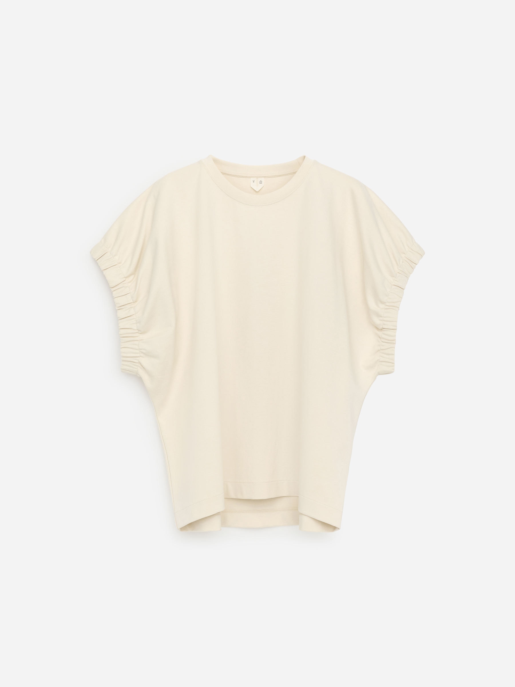 Gathered-Sleeve T-Shirt - Beige - Regular fit - Women - StillMedia/DescriptiveStillLife - 1