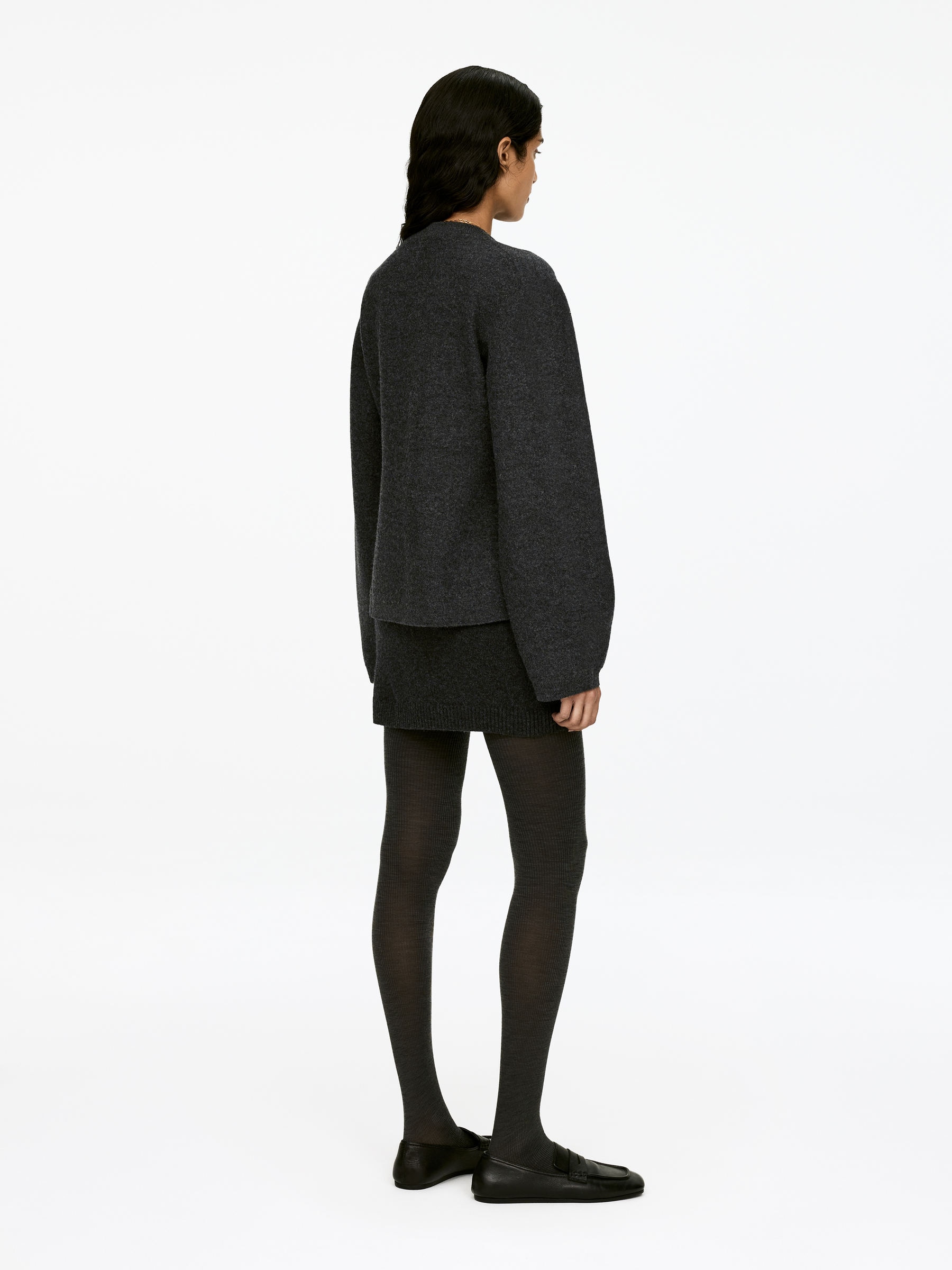 Boiled Wool Jumper - Dark Grey Melange - Regular fit - Women - StillMedia/Lookbook - 3