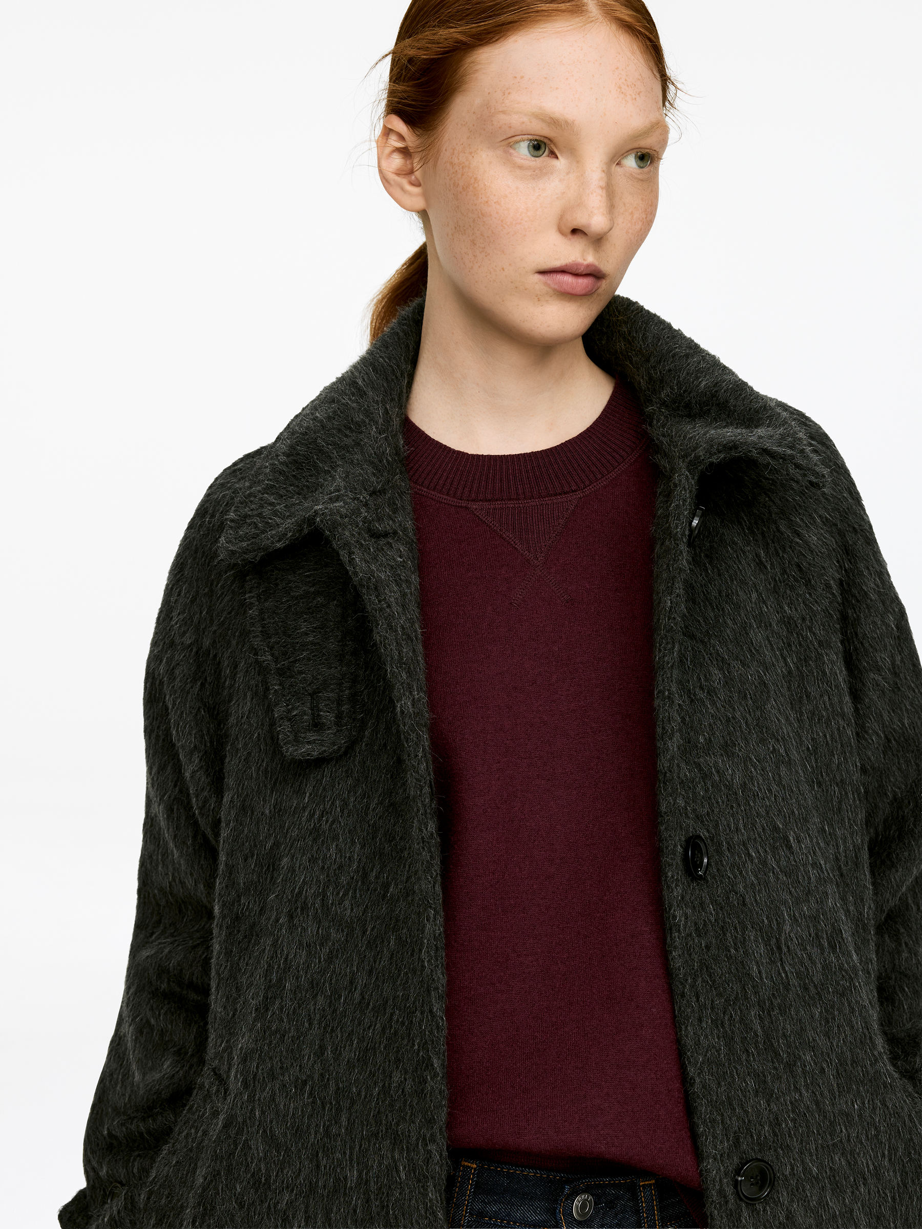 Sweat en laine mélangée - Rouge foncé - Oversized - Femme - StillMedia/Lookbook - 4