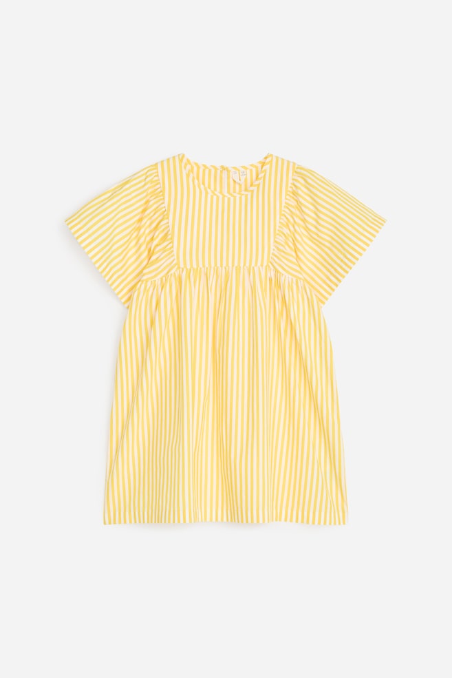 Kleid aus Baumwoll-Popeline - Gelb/Weiß/Weiß - 1