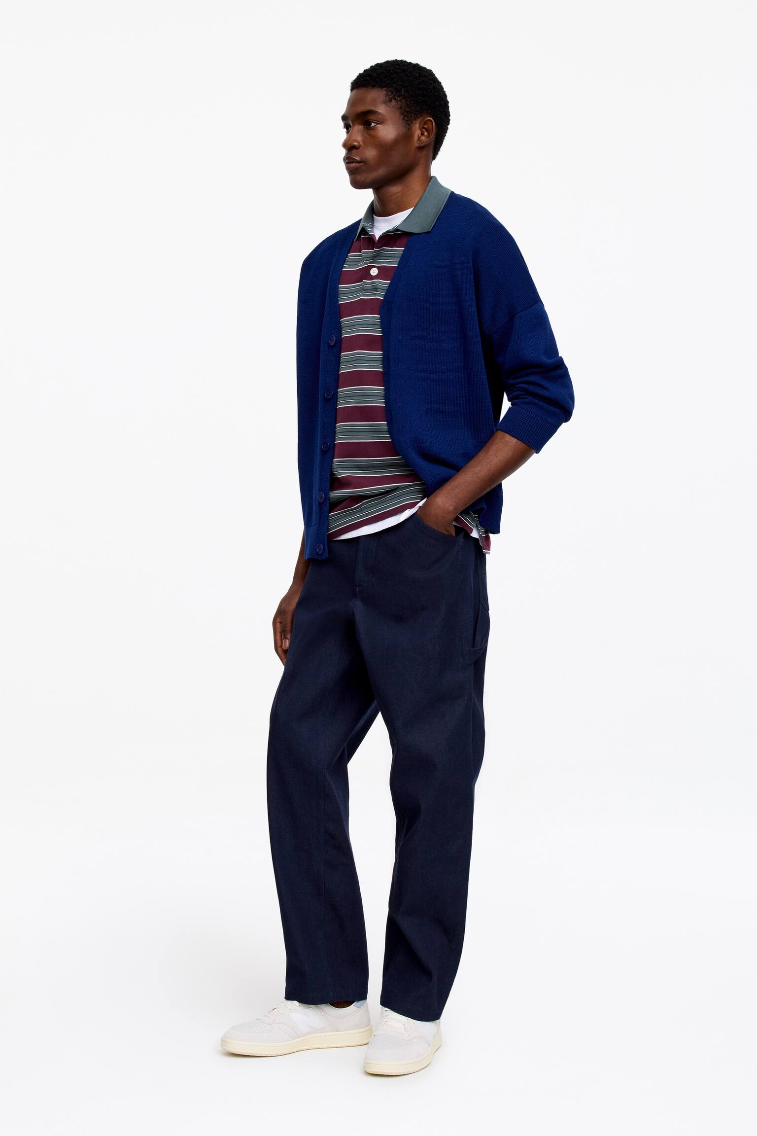 Kortärmad polo shirt - Vinröd/salviagrön - 4