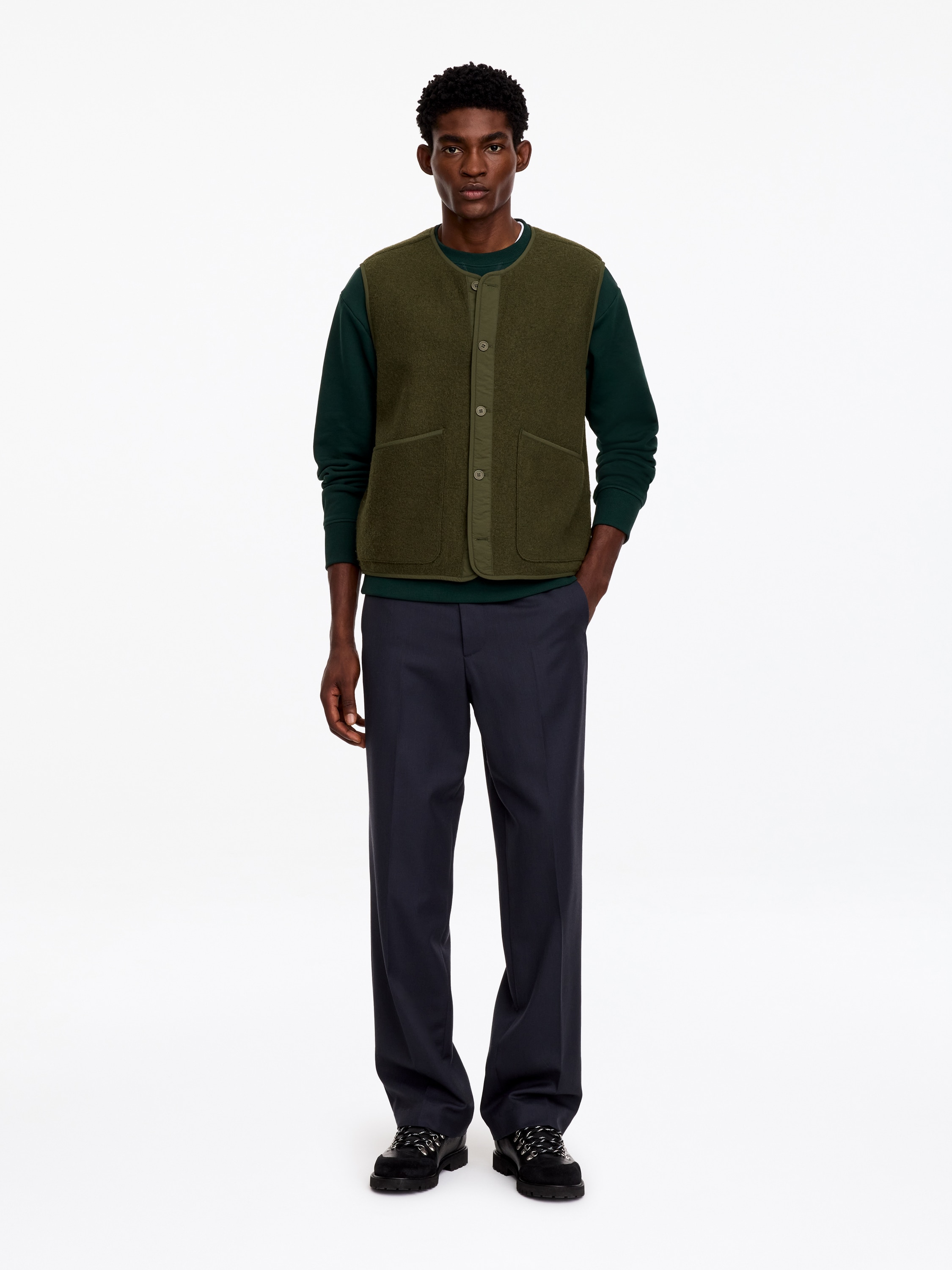 2-in-1 Wool Vest - Green