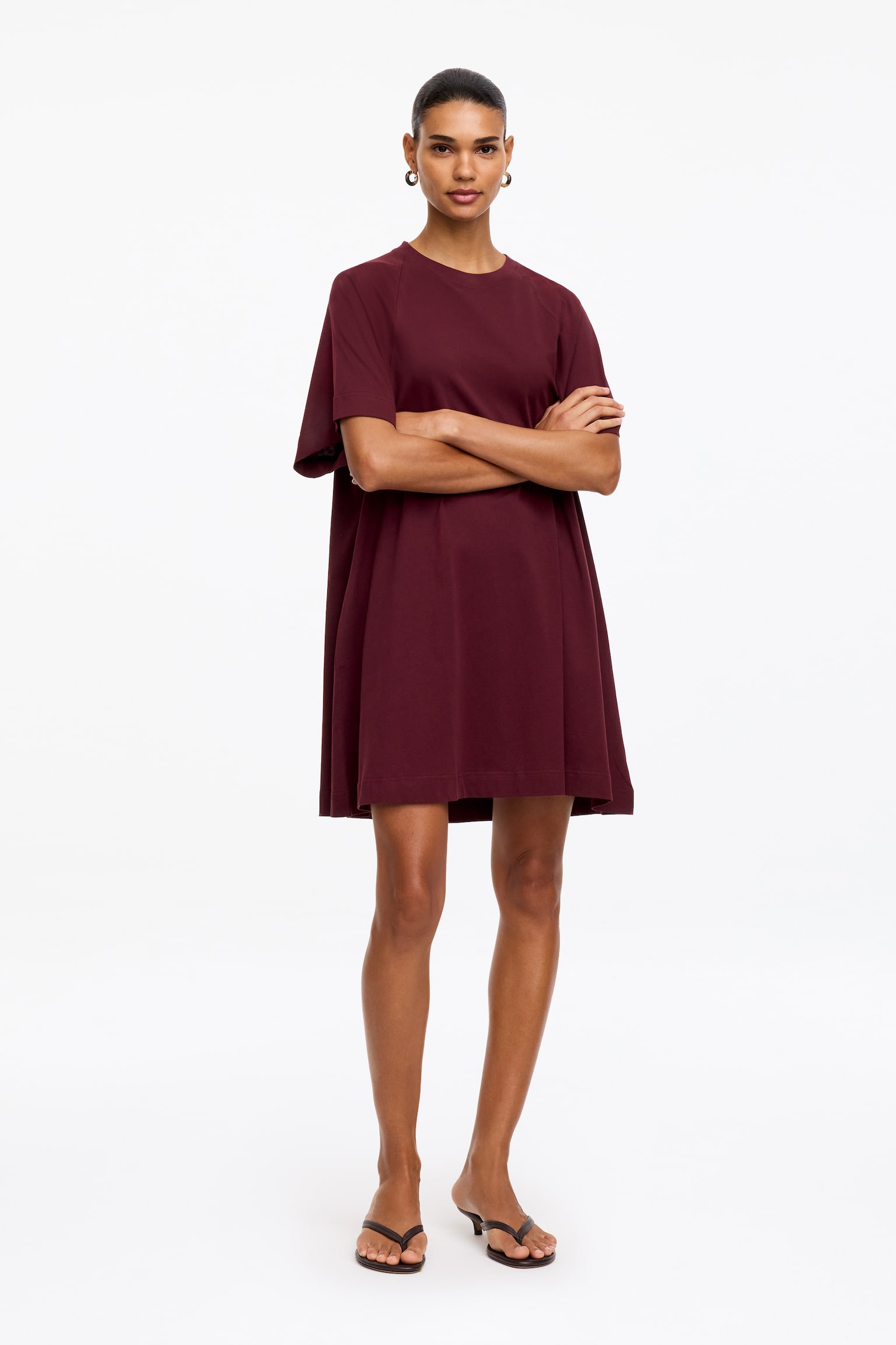 Robe en jersey de coton - Rouge foncé - 1