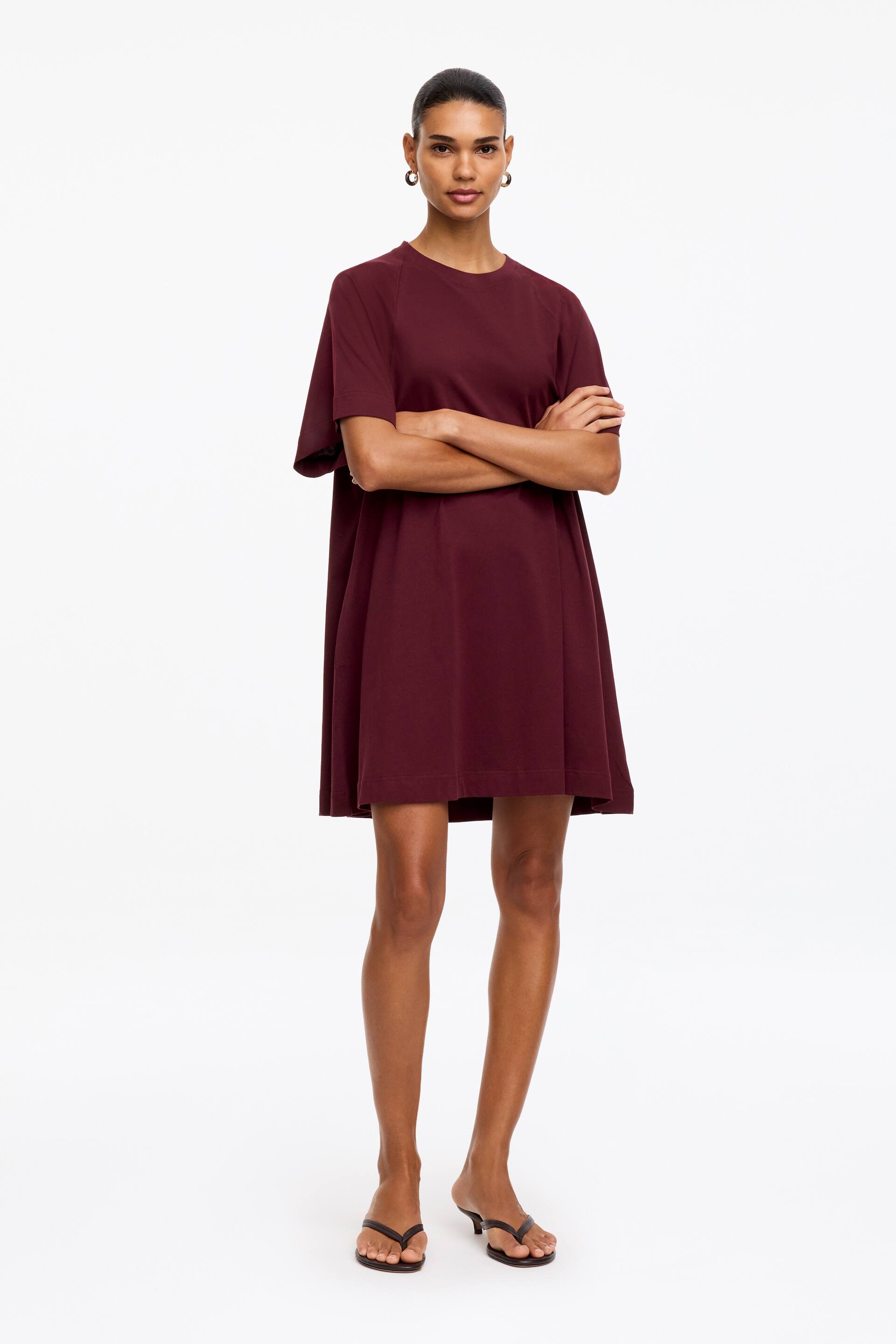 Grösseres Bild ansehen: Jerseykleid aus Baumwolle - Dunkelrot - DAMEN | H&M CH 1