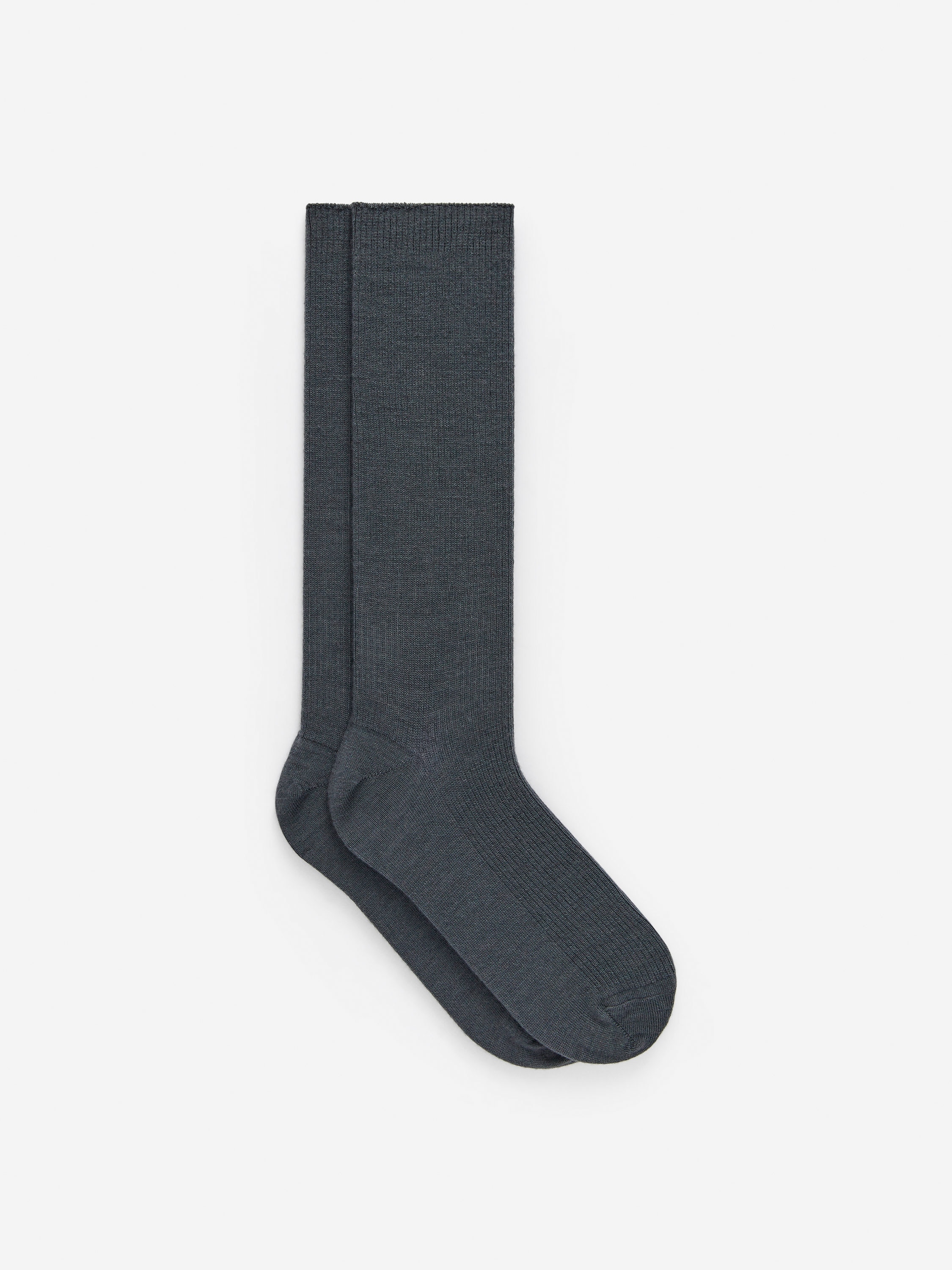 Wool-Blend Rib Socks-#7C7D81-16965