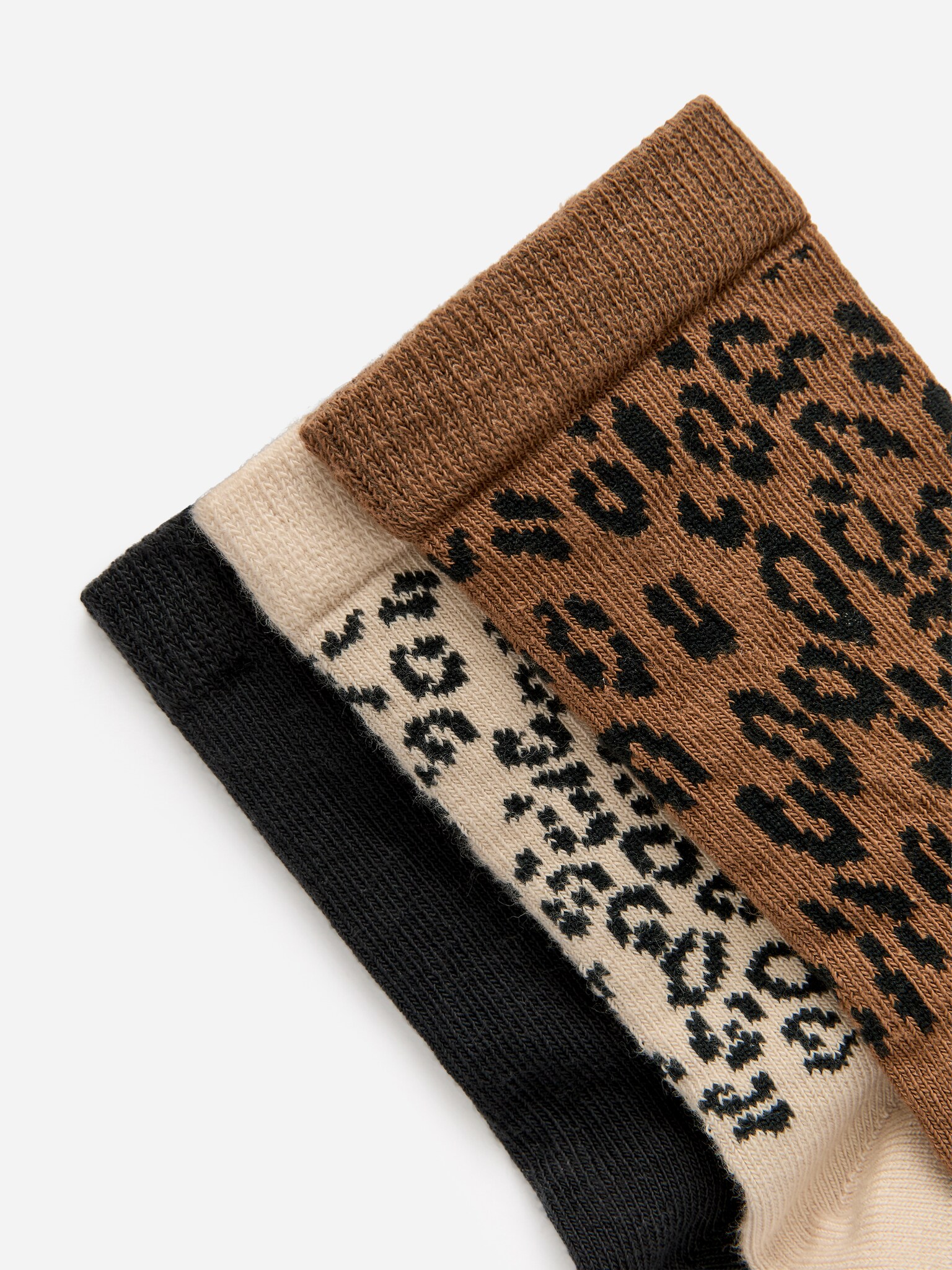 Bavlnené ponožky, sada 3 párov - Béžové/Čierne/Biela/Ružová/Lila - 2