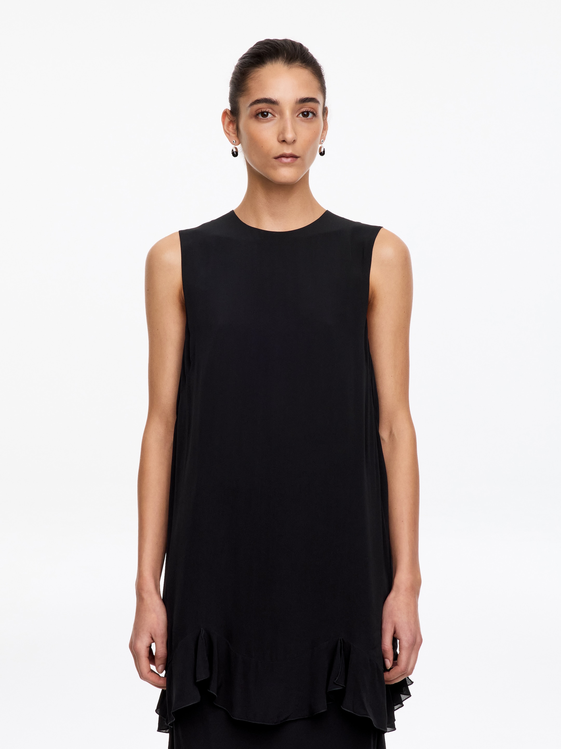 Tunique à volants festonnés-Black-21079