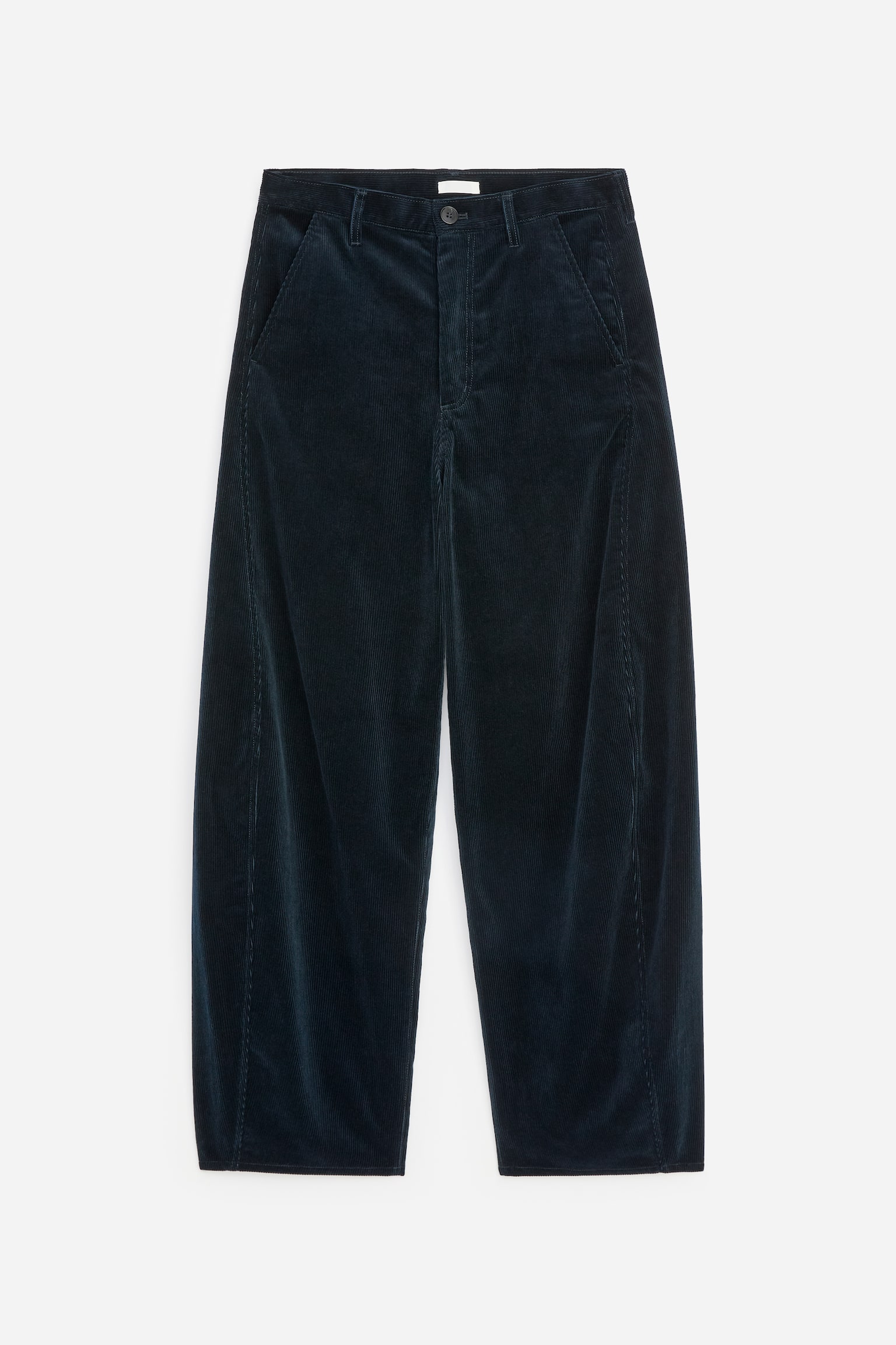 Corduroy Barrel Trousers - Blue/Beige - 1