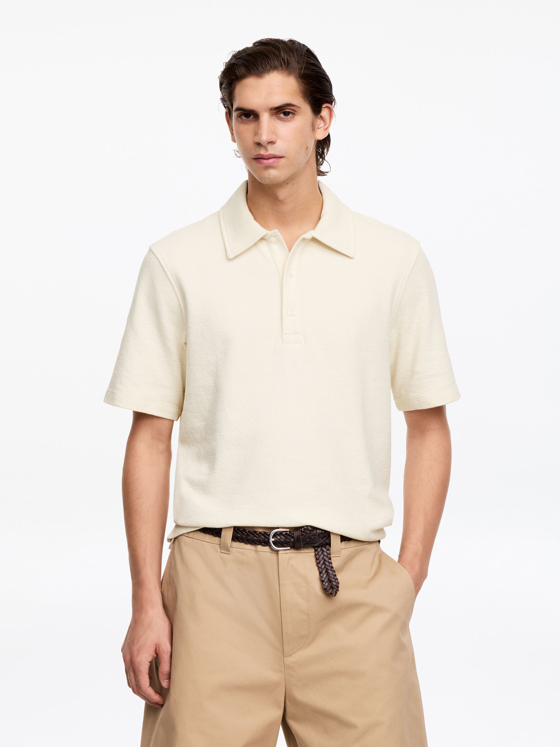 Short-Sleeve Polo Shirt-#EEEDE4-15633