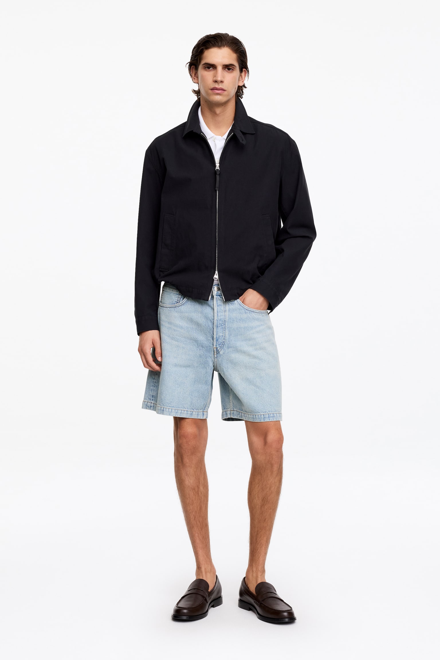 Pantaloni scurți din denim lejeri - Albastru spălat/Bleumarin/Albastru mediu/Negru - 1