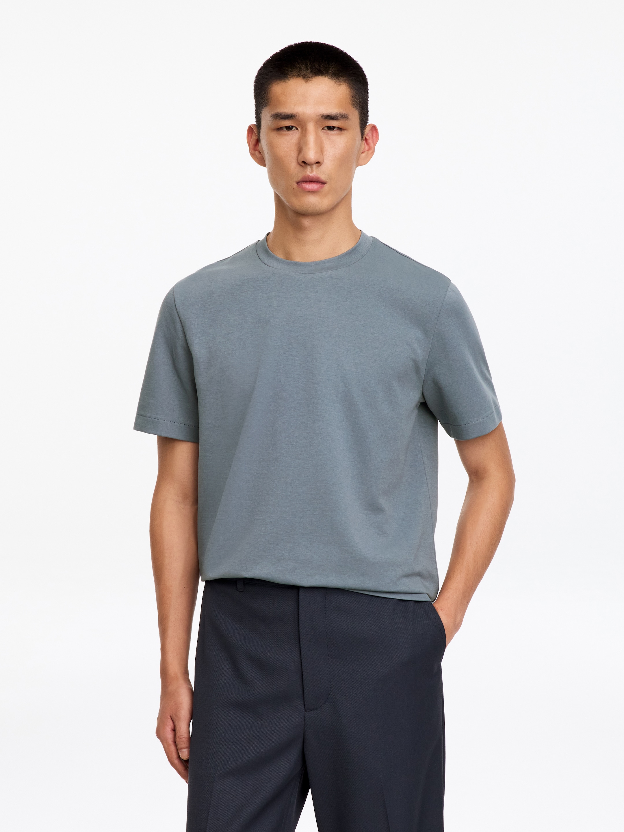 Camiseta de interlock-Blue-20455