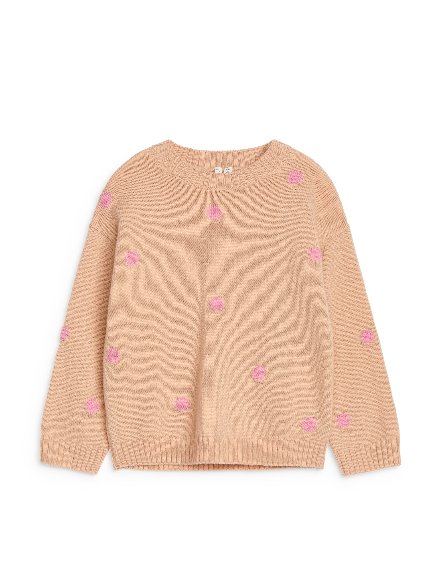Wollpullover - Beige/Punkte in Rosa/Weinrot/Punkte in Rot