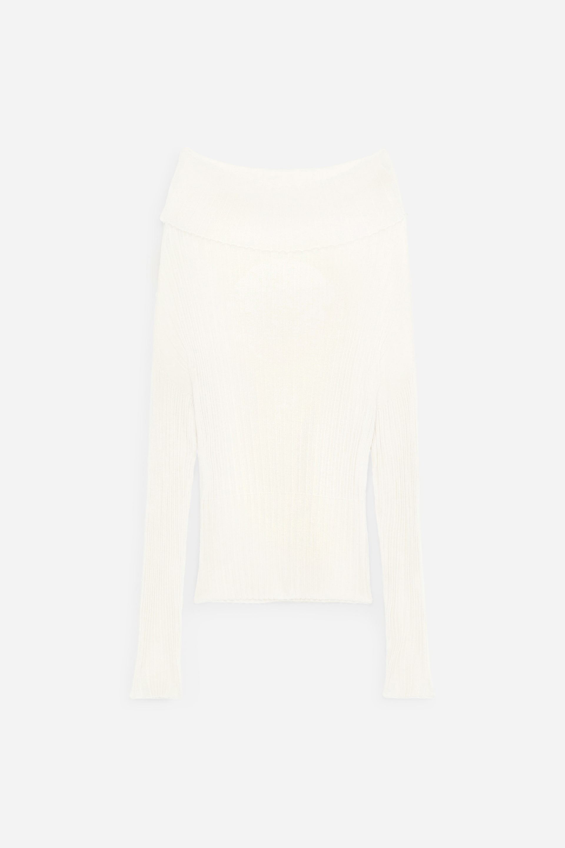 Visualizza l'immagine ingrandita: Geripptes Oberteil mit Rollkragen - Cremeweiß - DONNA | H&M CH 1