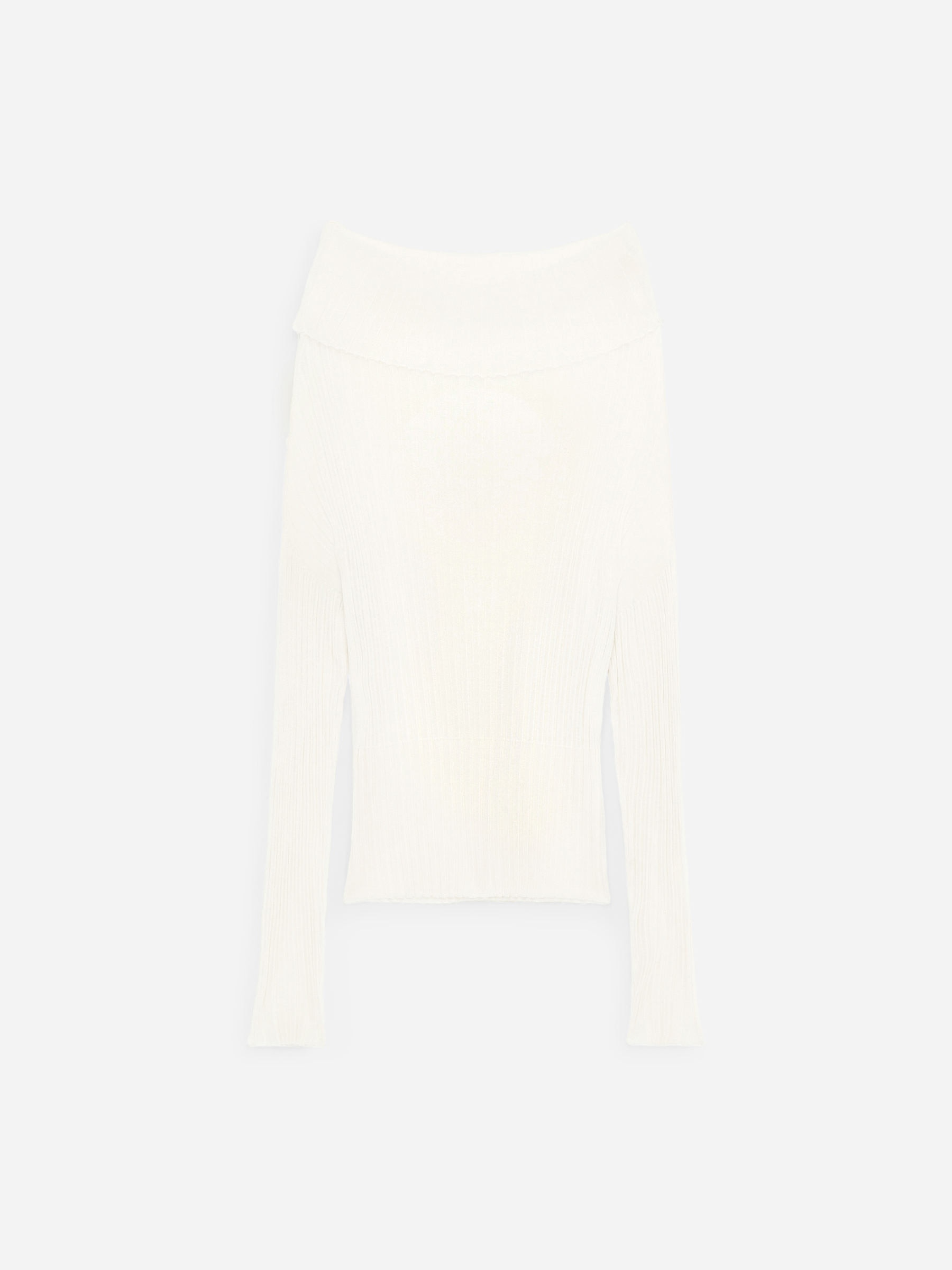 Rib Roll-Neck Top-White-17531