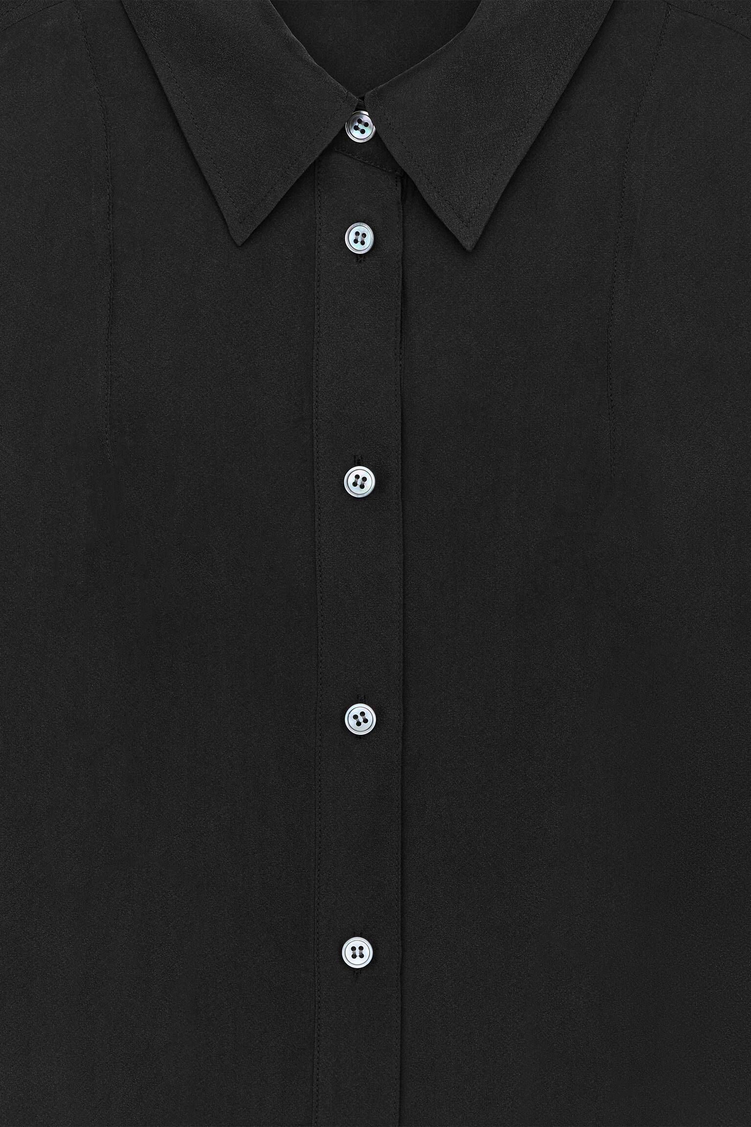 Camicia aderente in seta - Nero - 6