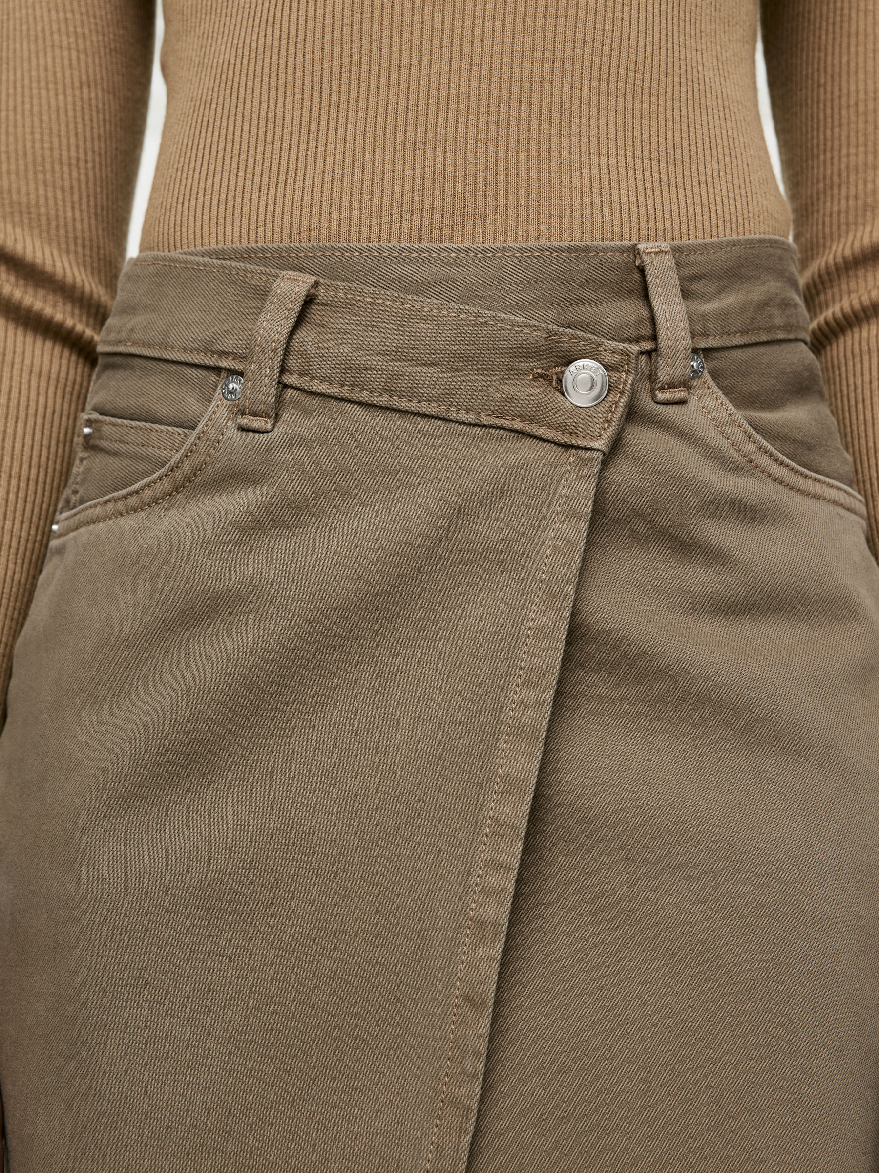 Denim Wrap Skirt - Khaki Green - Regular fit - Women - StillMedia/Lookbook - 3