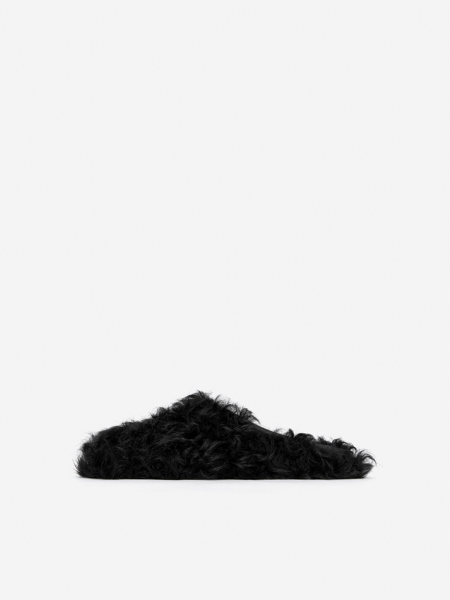 Mules en peau lainée - Noir - 5