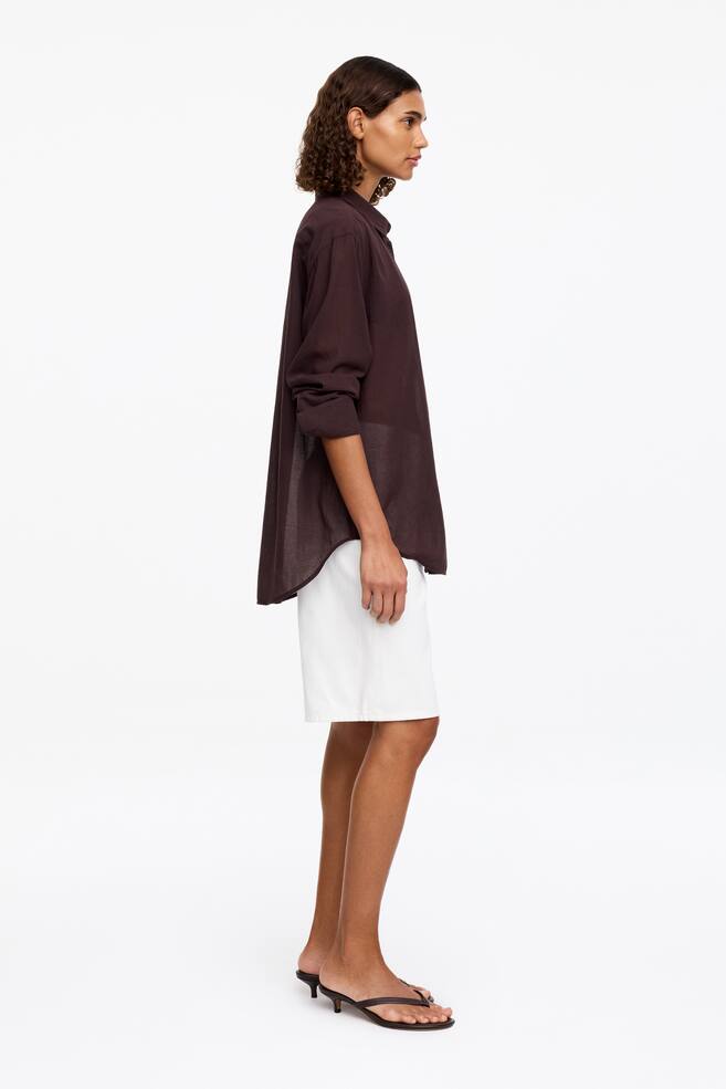 Relaxed Crêpe Shirt-Brown - 4