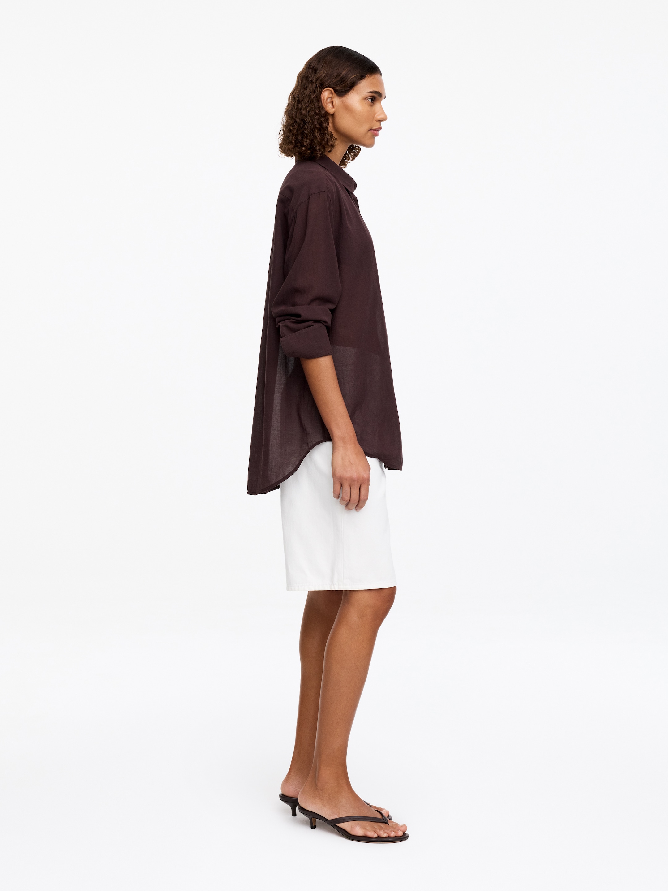 Relaxed Crêpe Shirt - Brown - Regular fit - Women - StillMedia/Lookbook - 4
