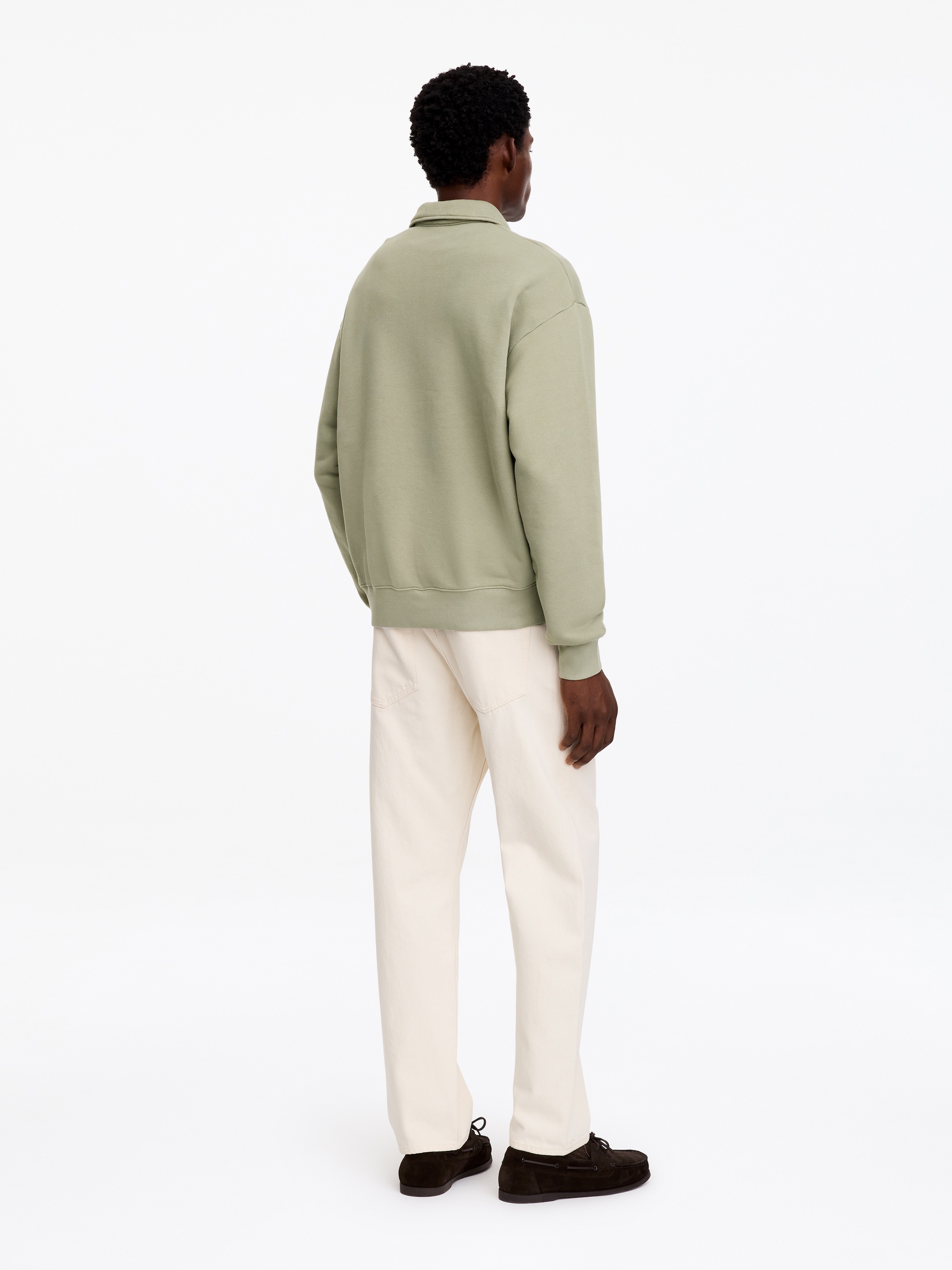 Sweatshirt aus Baumwolle mit kurzem Reißverschluss - Blasses Khakigrün - Regular Fit - men - StillMedia/Lookbook - 2