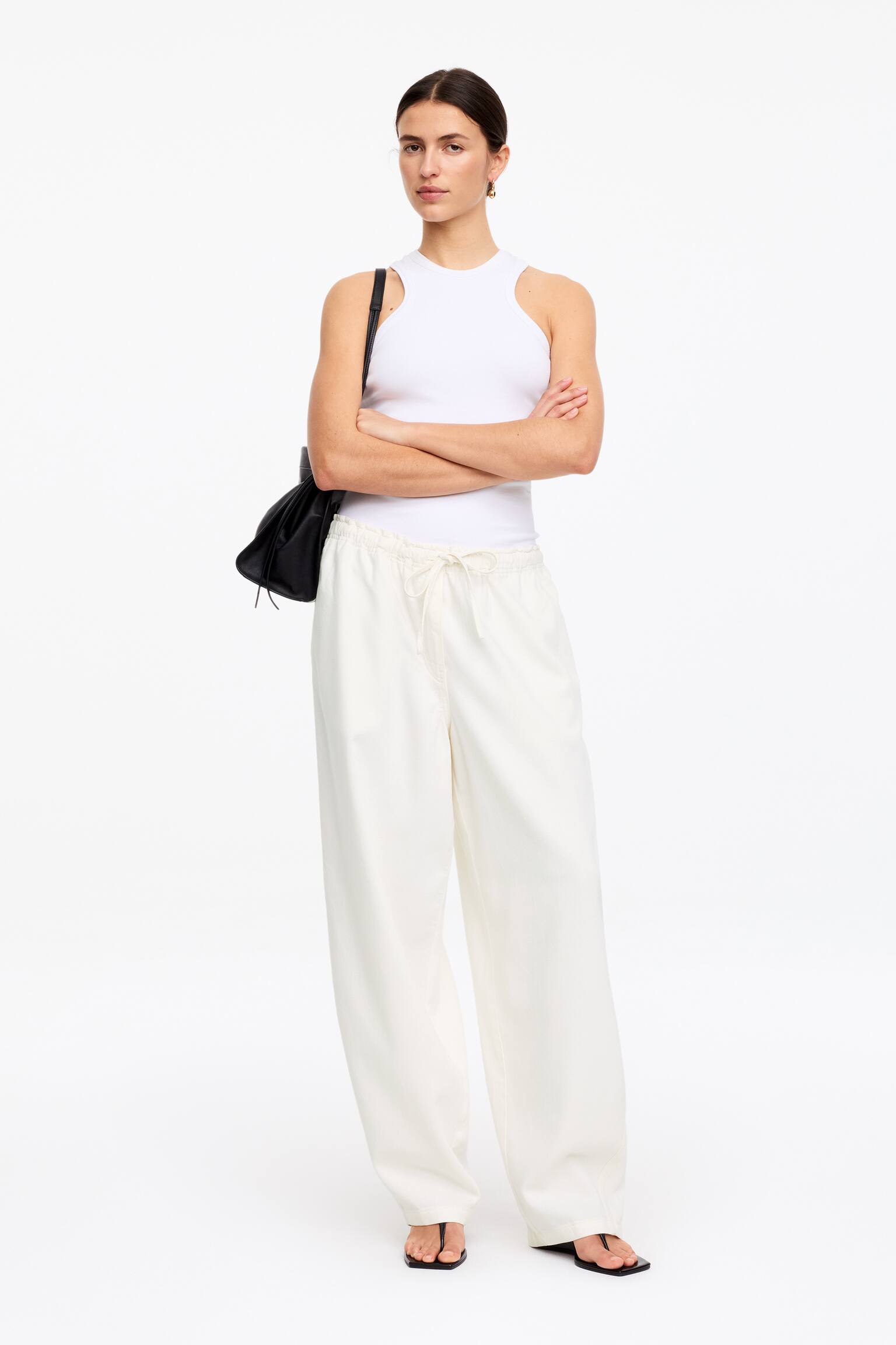 Dra-på-jeans - Off-white/Tvättad blå - 1