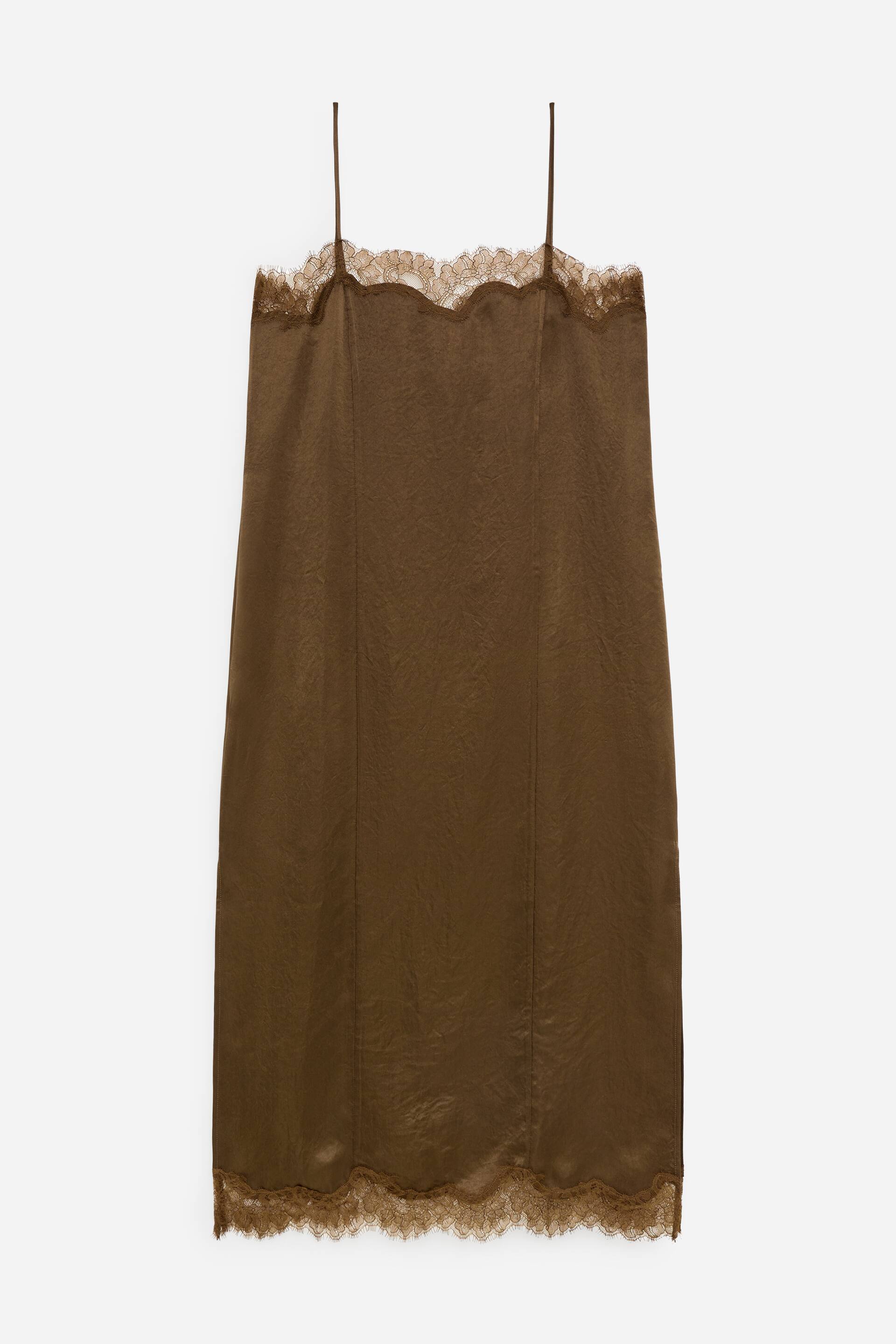 Visa större bild: Slipklänning med spets - Brun - DAM | H&M SE 1
