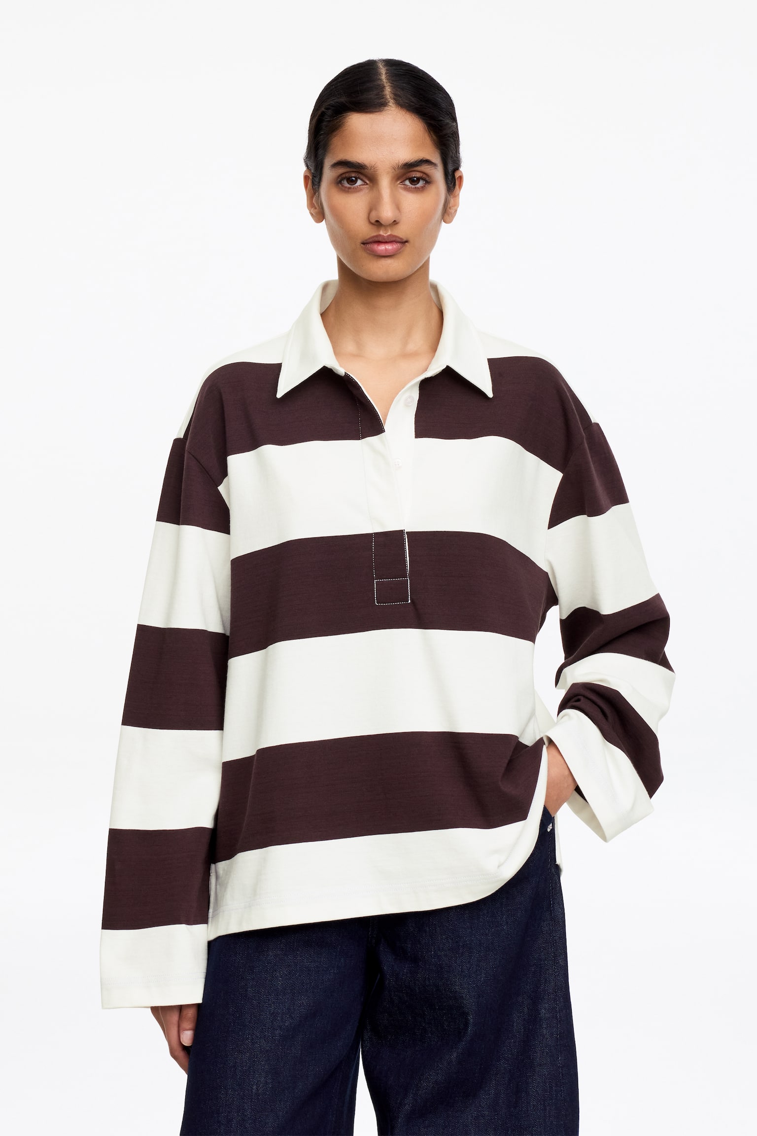 Katoenen poloshirt - Bruin/wit/Rood/blauw - 1