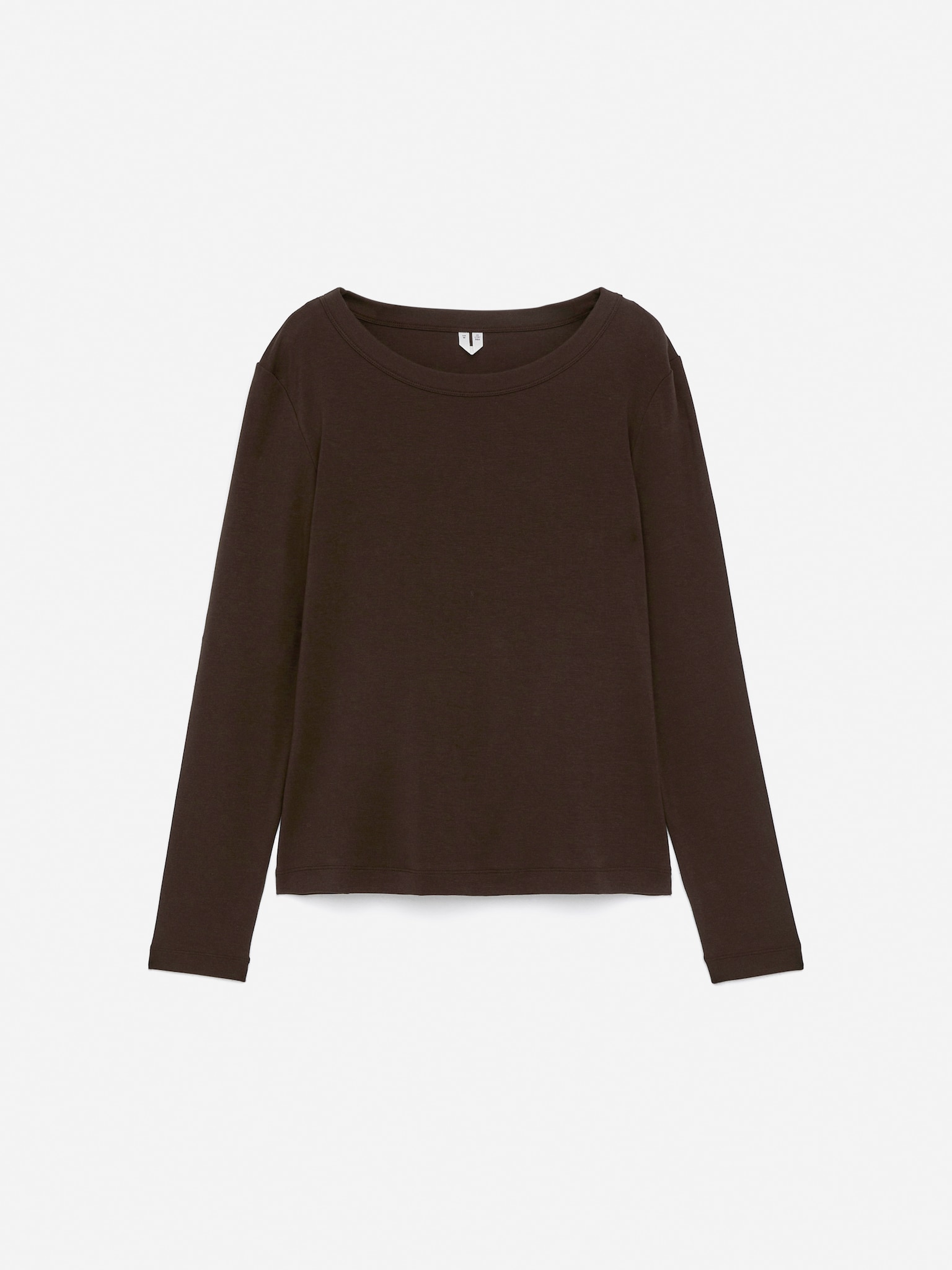Rib Long-Sleeve Top - Dark Brown/Black - 2