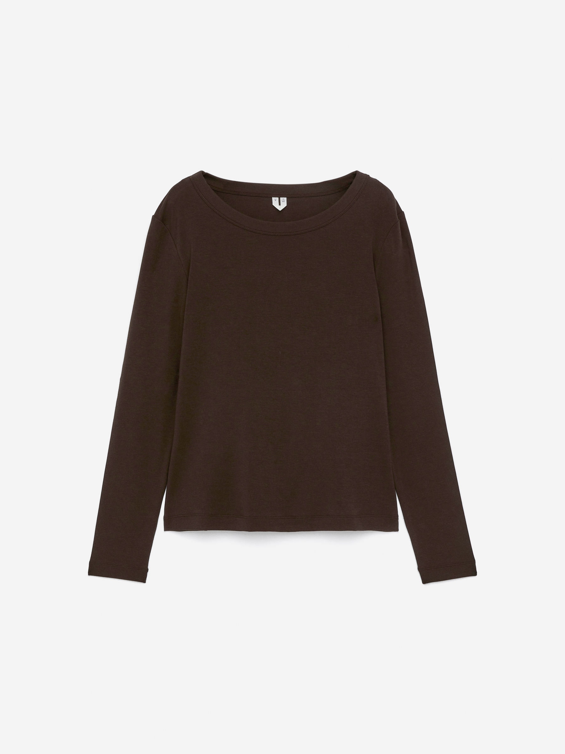 Rib Long-Sleeve Top-Brown-16408