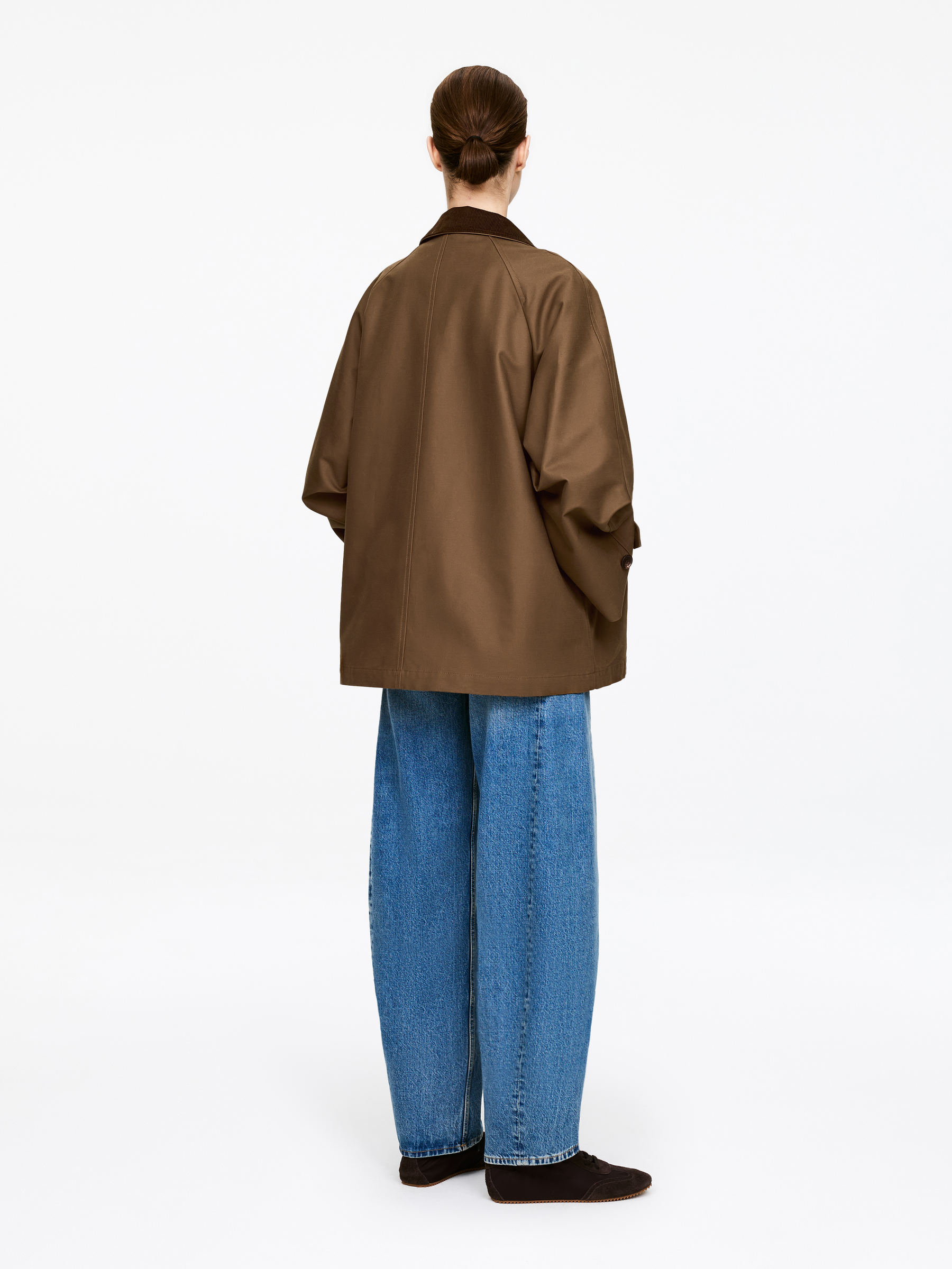 Kurtka ze sztruksowym kołnierzem - Brązowy - Luźny fason - Women - StillMedia/Lookbook - 6