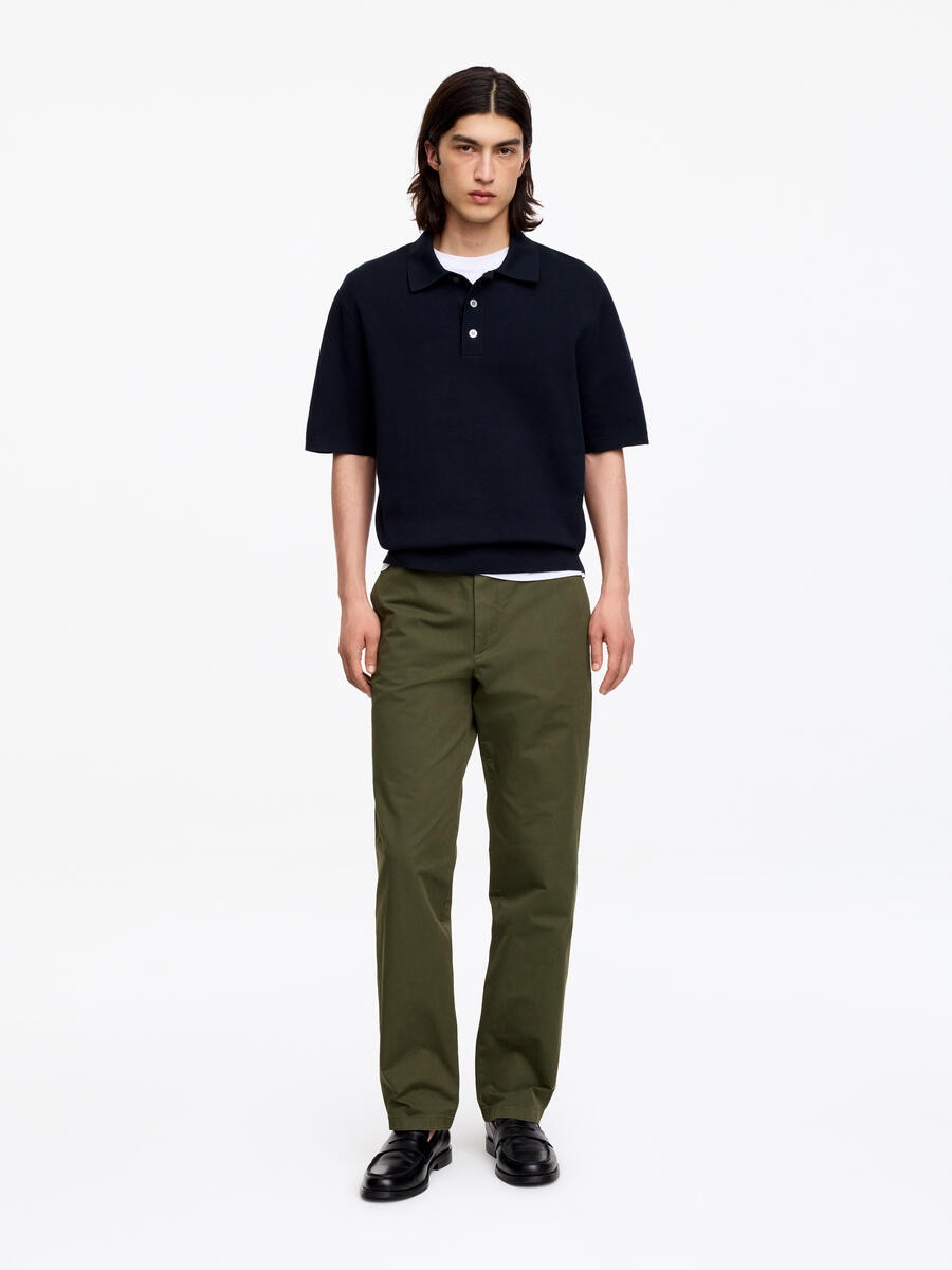 ARKET Men's  Straight Cotton Chinos Green,  size 48