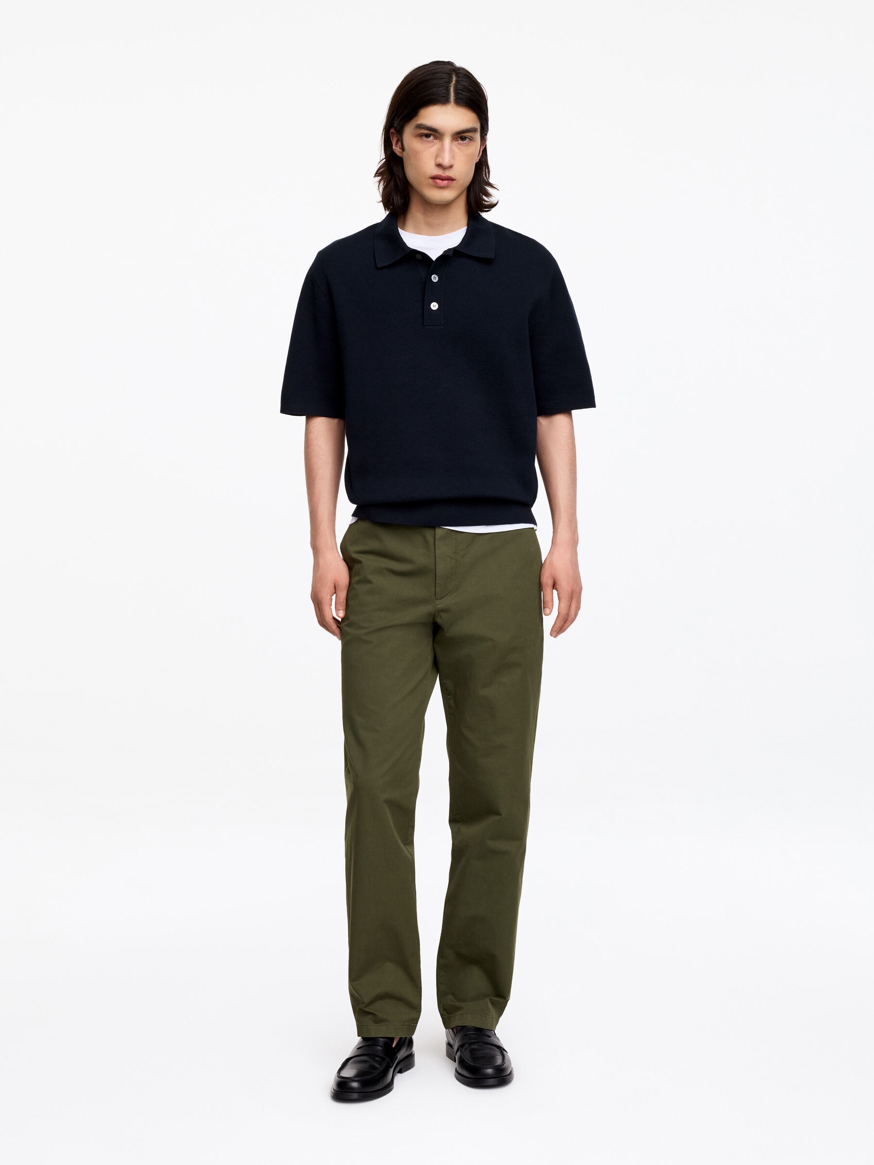 Pantalon chino droit en coton-#45473E-19328