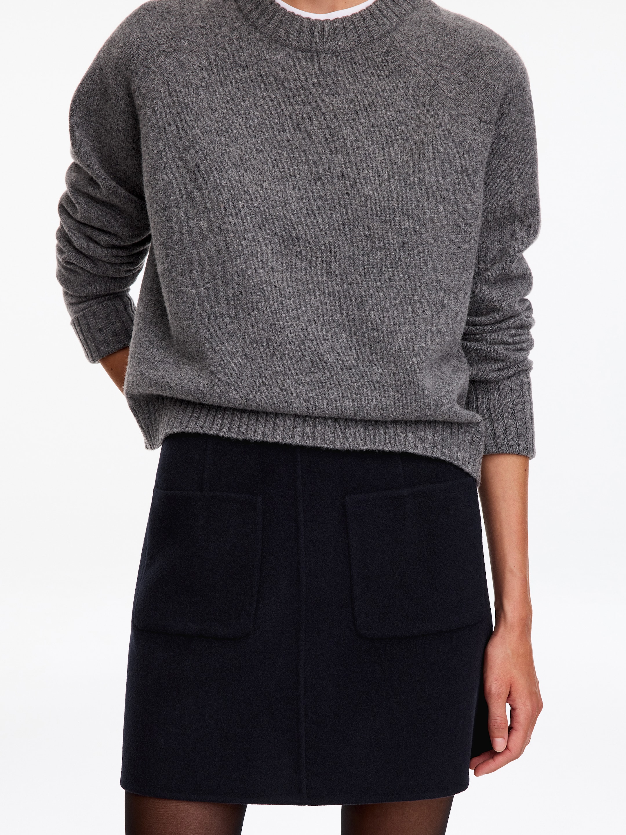 Minikjol i dubbelvävd ullblandning - Marinblå - Regular fit - women - StillMedia/Lookbook - 5