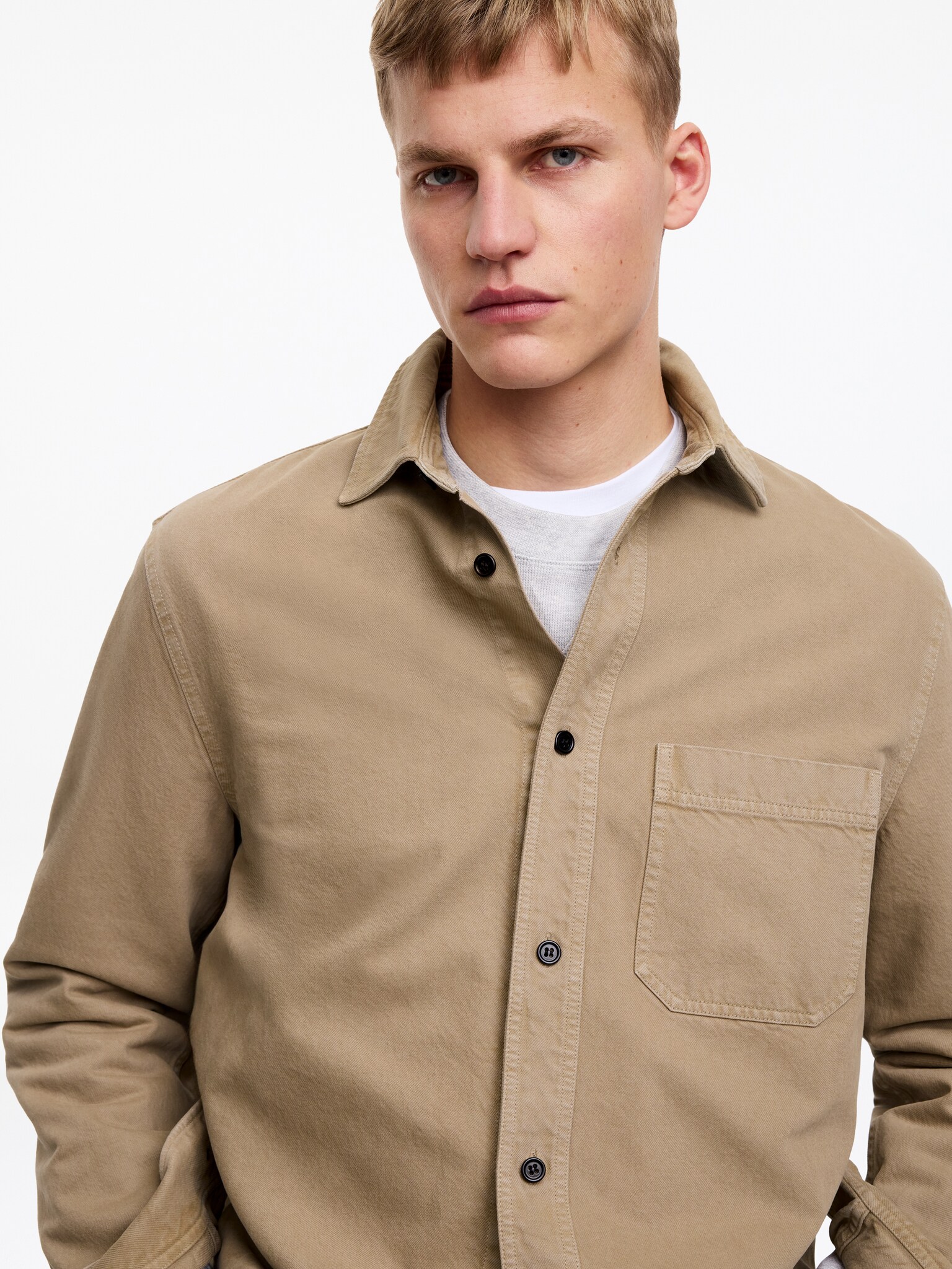 Overshirt aus Baumwolle - Beige/Blau - 3