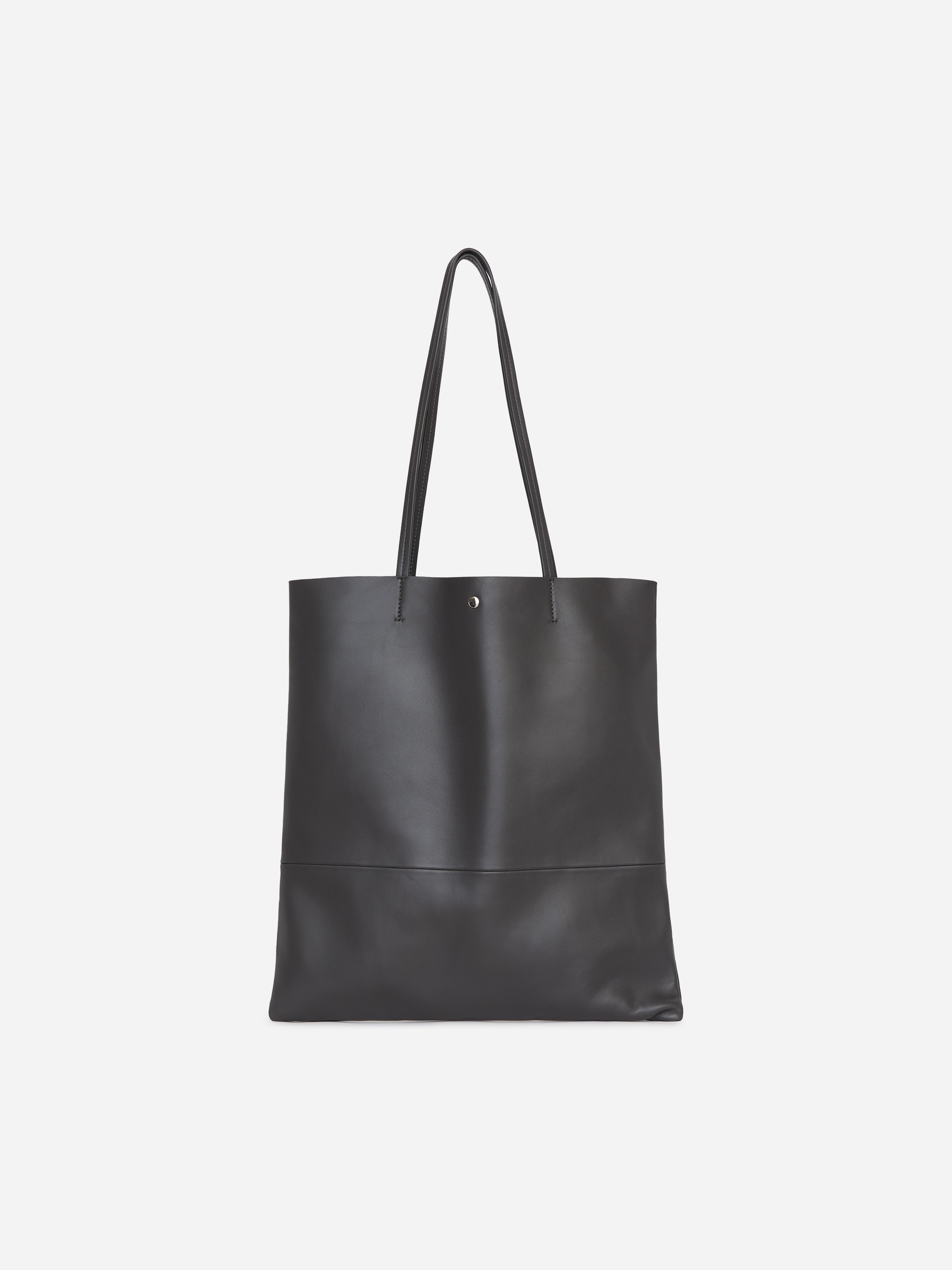Leather Tote Bag - Dark grey/Black