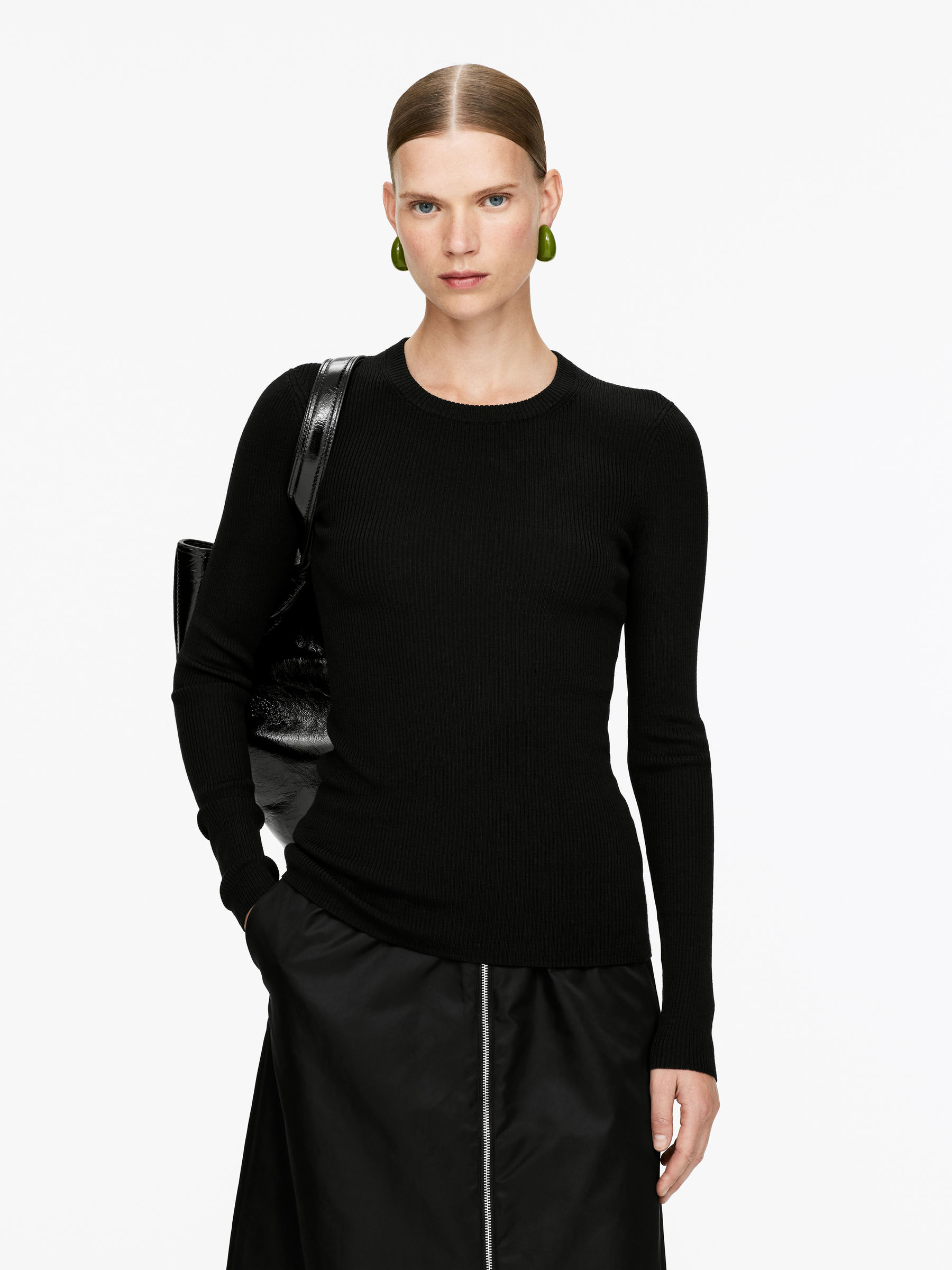 Rib-Knit Merino Top - Black - Slim fit - Women - StillMedia/Lookbook - 7