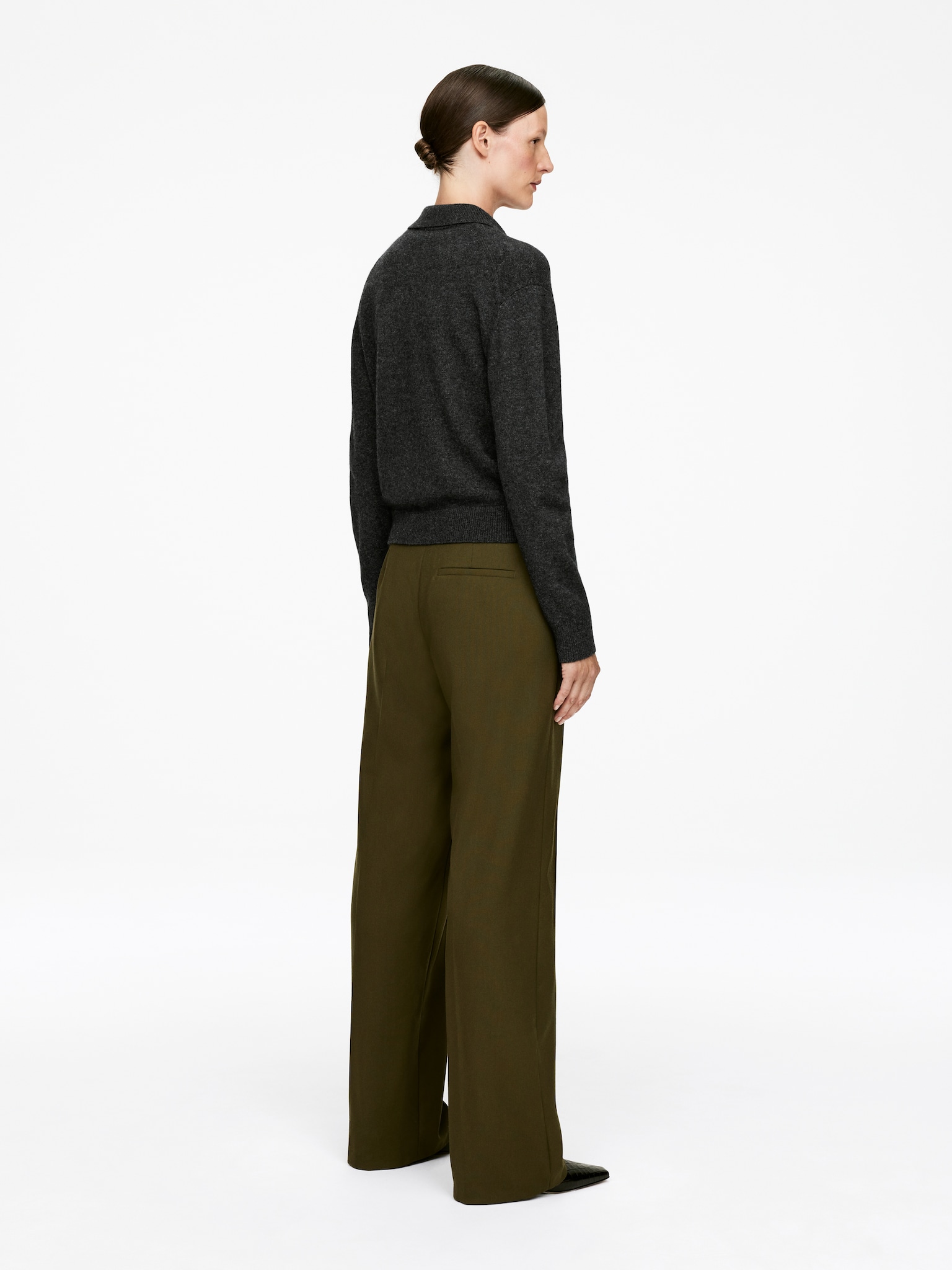 Pull polo en laine - Gris foncé - 5
