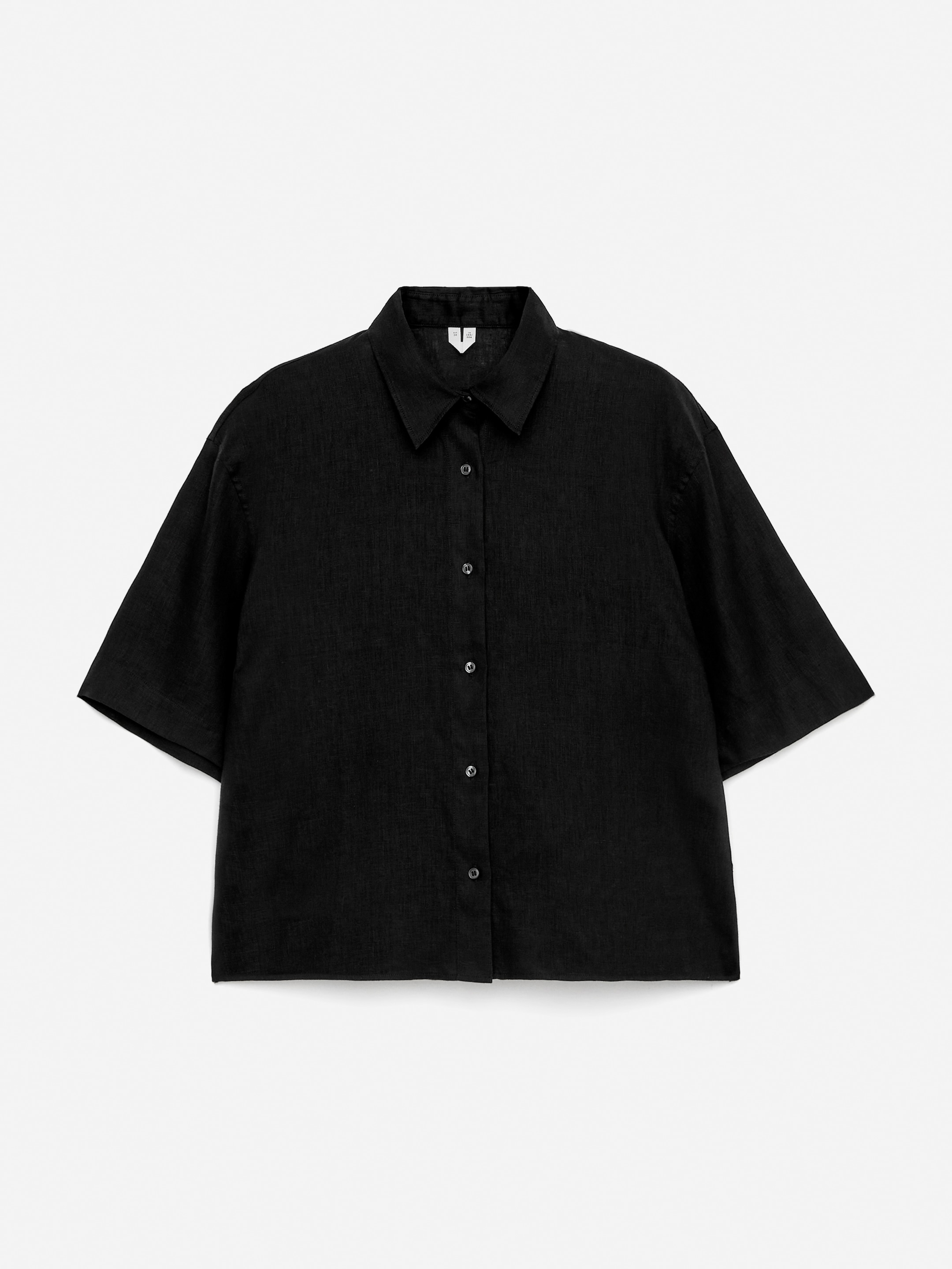 Relaxed Linen Shirt-Black-15720